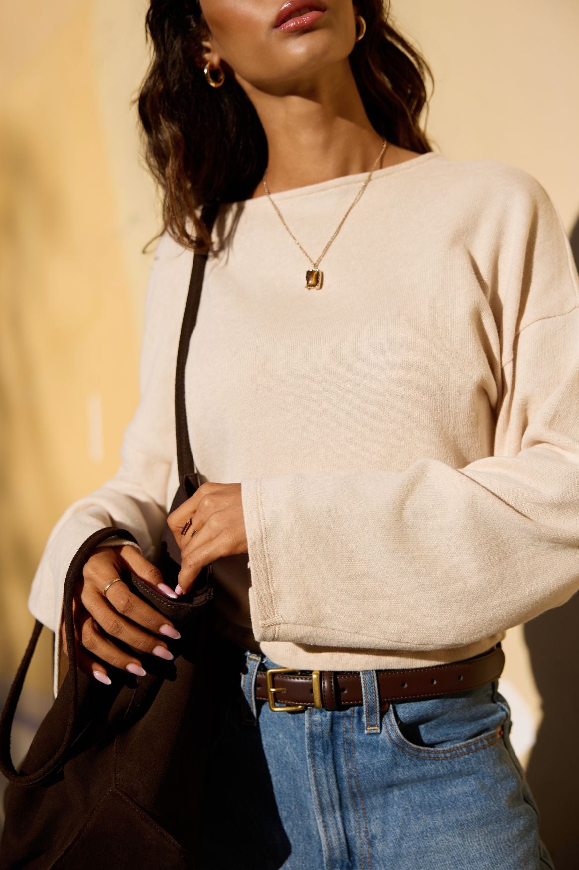 Soft Boatneck Top Organic Cotton - Beige