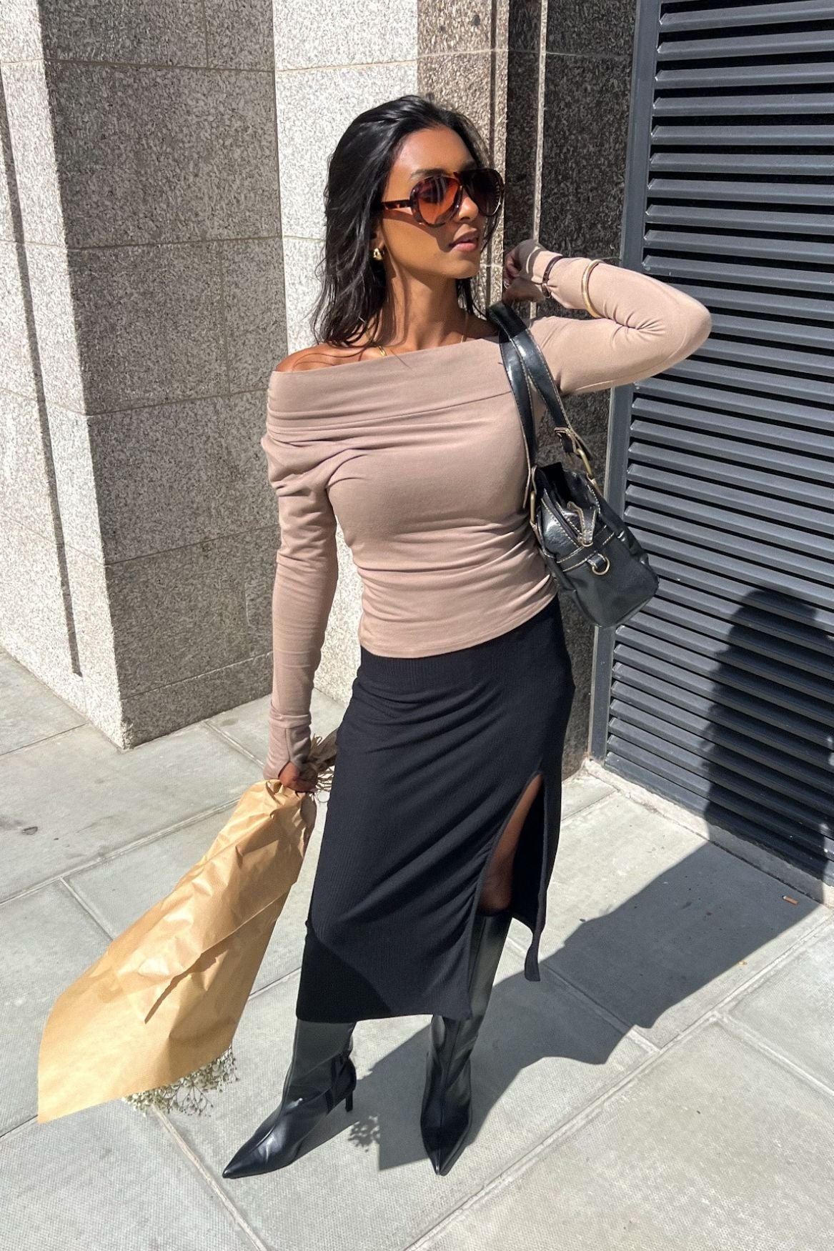 Asymmetrical Longsleeve Micro Modal – Taupe Brown - Narah Soleigh | Luxe Line