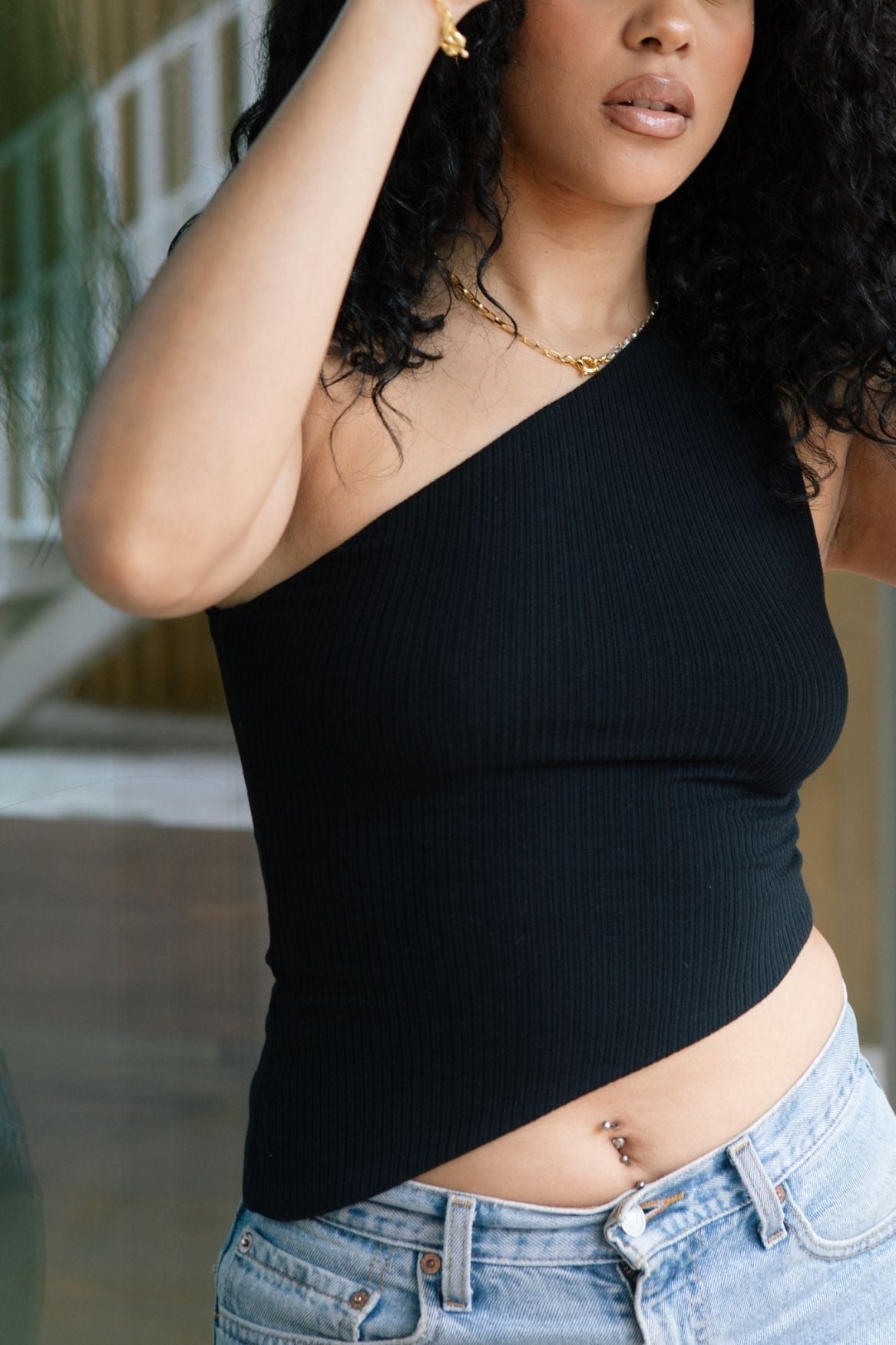 Asymmetrical One - Shoulder Top Modal - Black - Narah Soleigh | Luxe Line