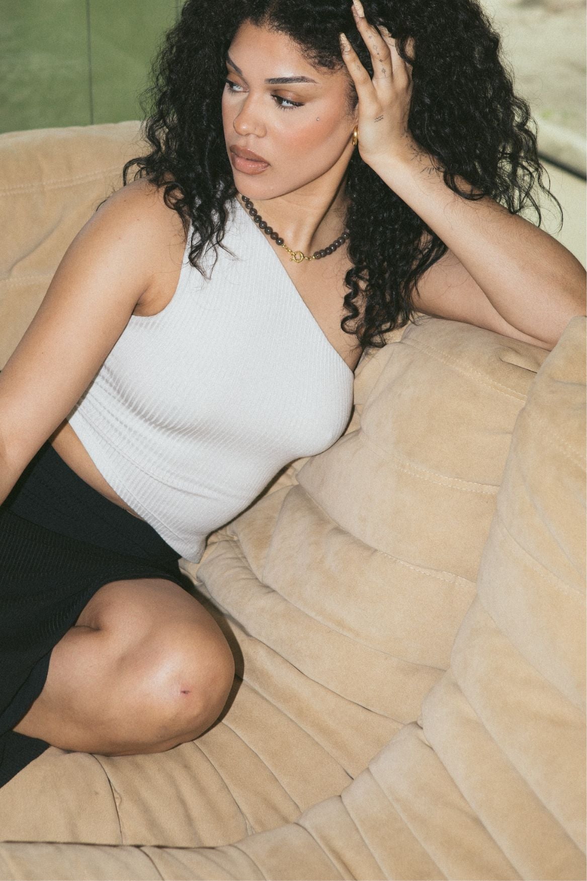 Asymmetrical One - Shoulder Top Modal - Greige - Narah Soleigh | Luxe Line