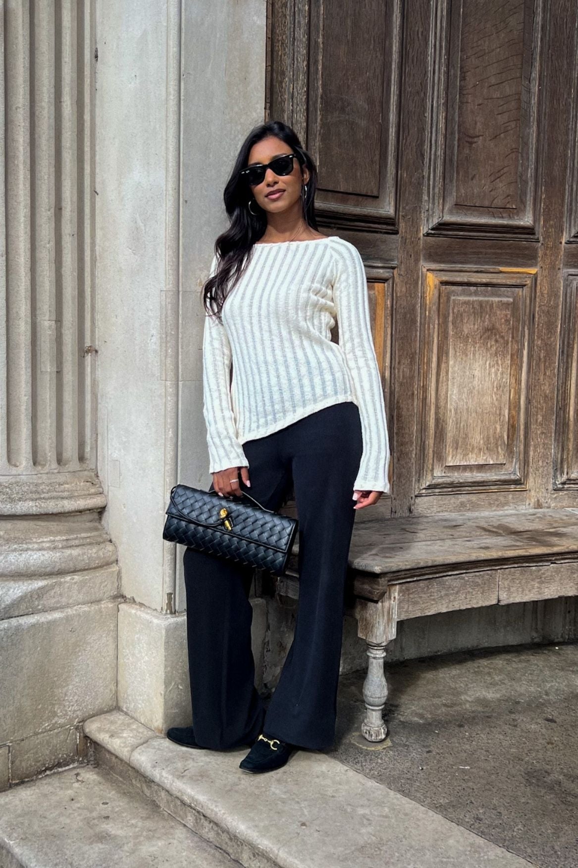 Asymmetrical Ribbed Longsleeve Organic Cotton - Ecru - Narah Soleigh | Luxe Line