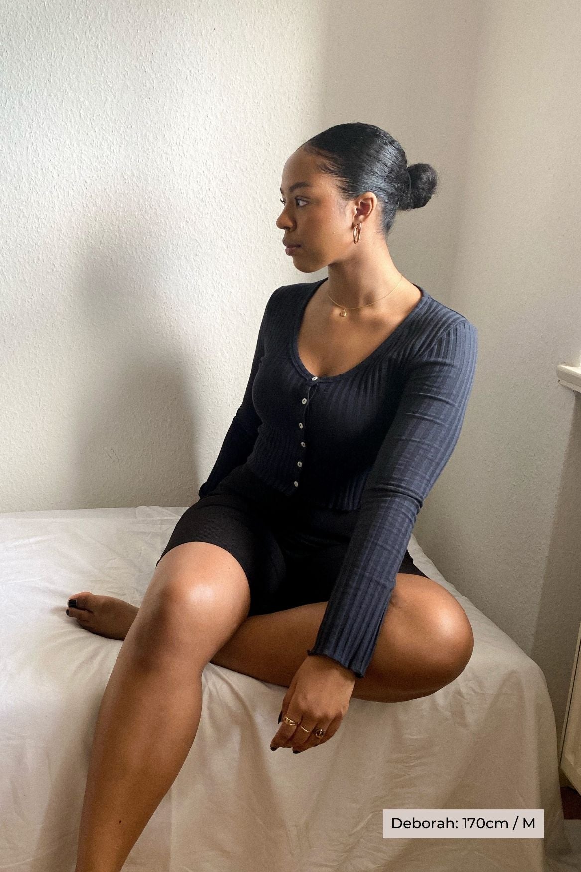 Buttoned Longsleeve Sofia Organic Cotton - Dark Blue - Narah Soleigh