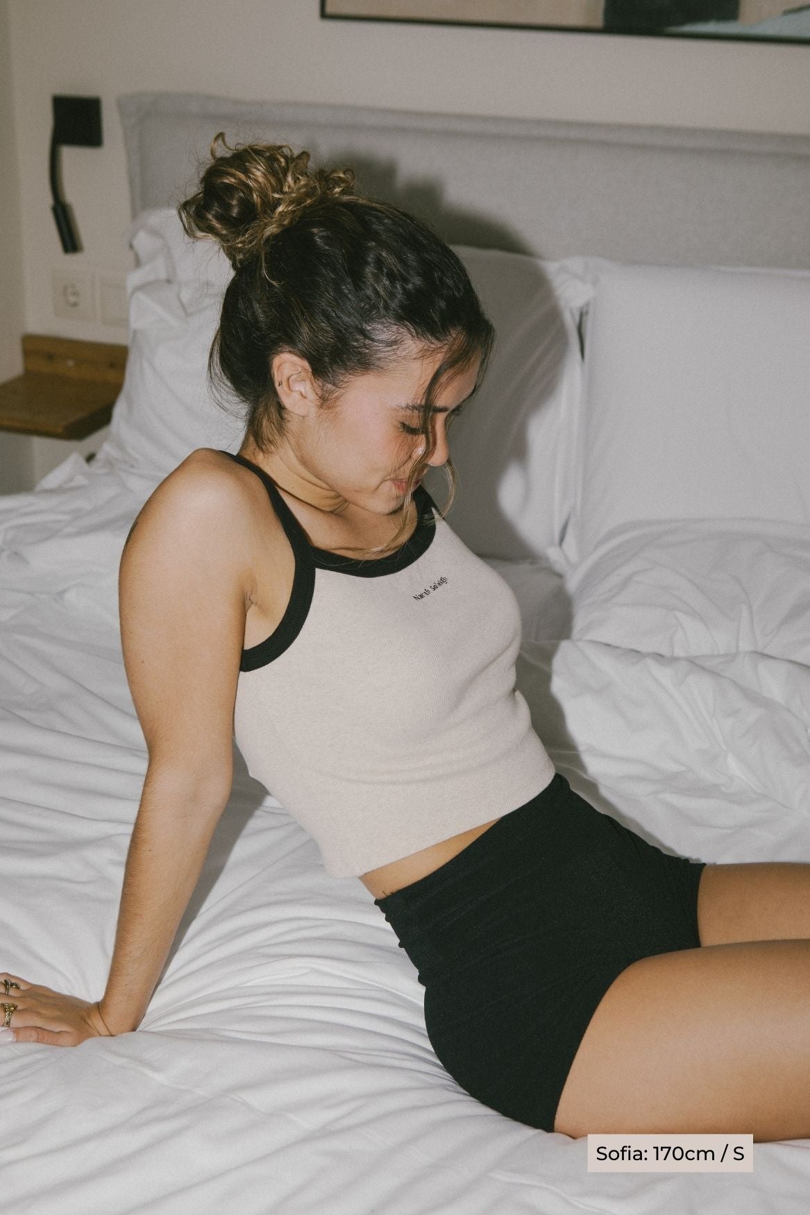 Contrast Tank Top Organic Cotton - Beige Melange - Narah Soleigh