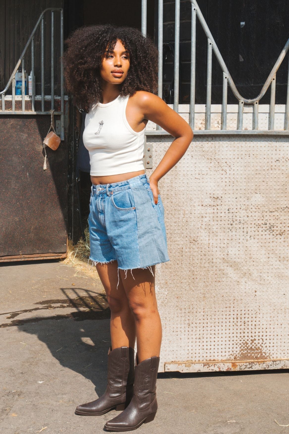 Crop Top Cowgirl Boot Organic Cotton - Off - White - Narah Soleigh