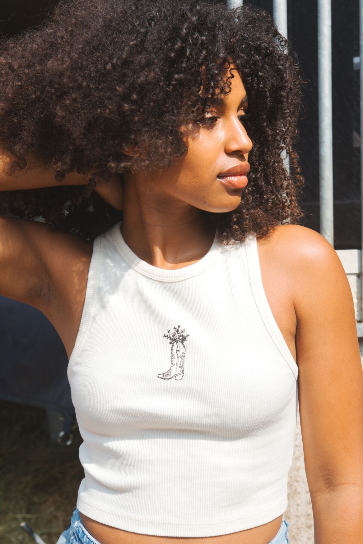 Crop Top Cowgirl Boot Organic Cotton - Off - White - Narah Soleigh