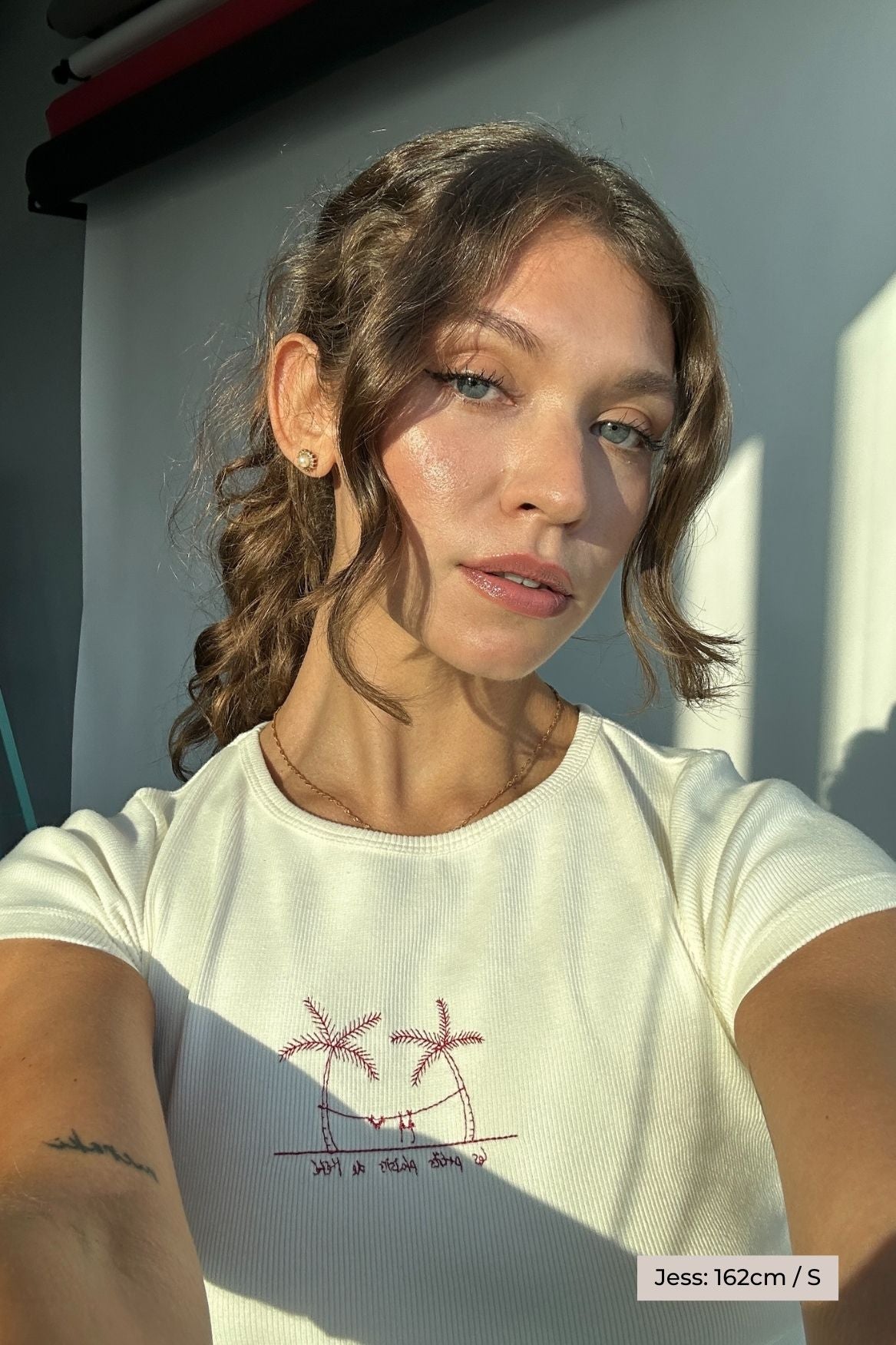 Crop Top Palm Tree Organic Cotton - Off - White - Narah Soleigh