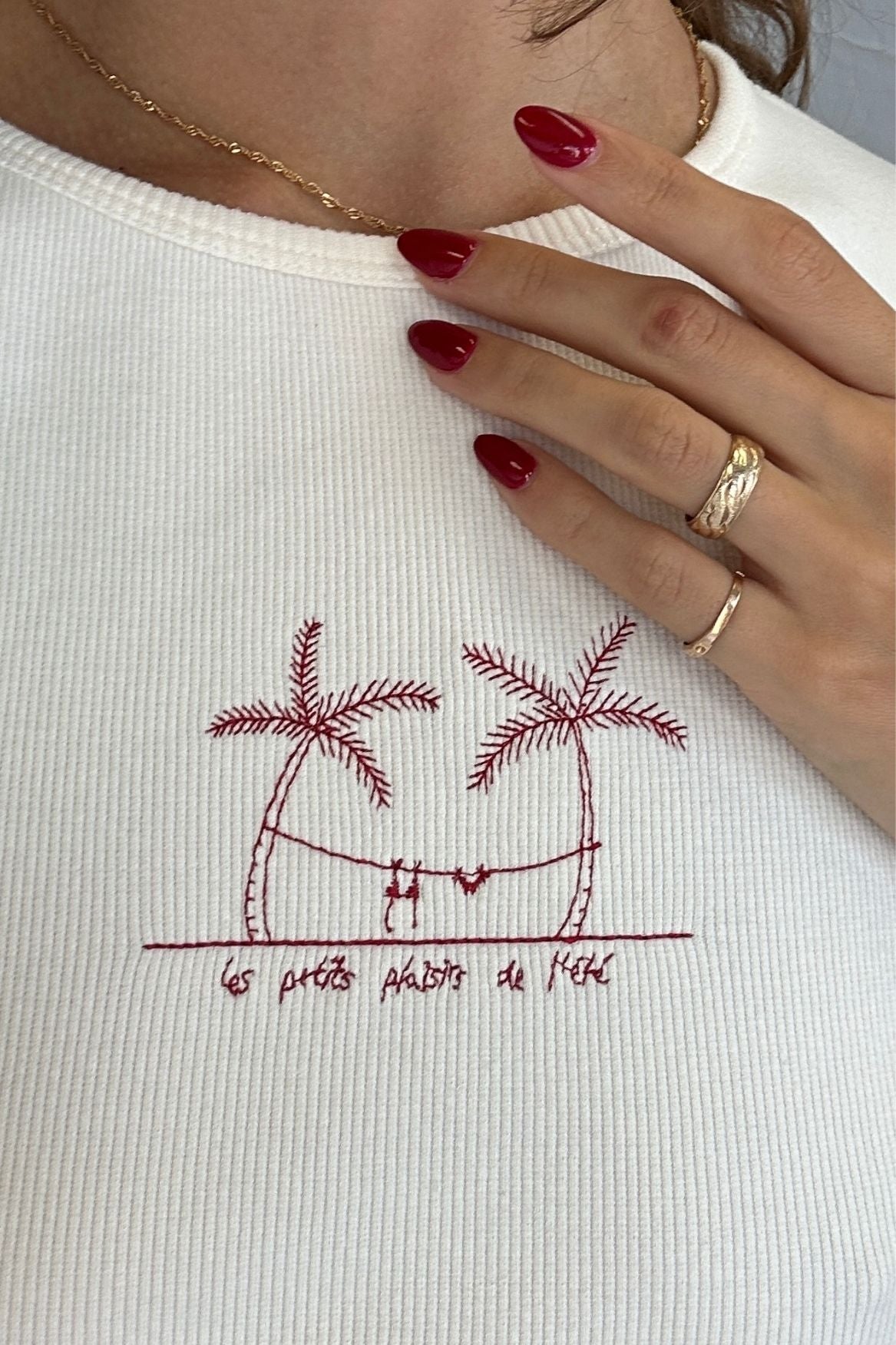 Crop Top Palm Tree Organic Cotton - Off - White - Narah Soleigh