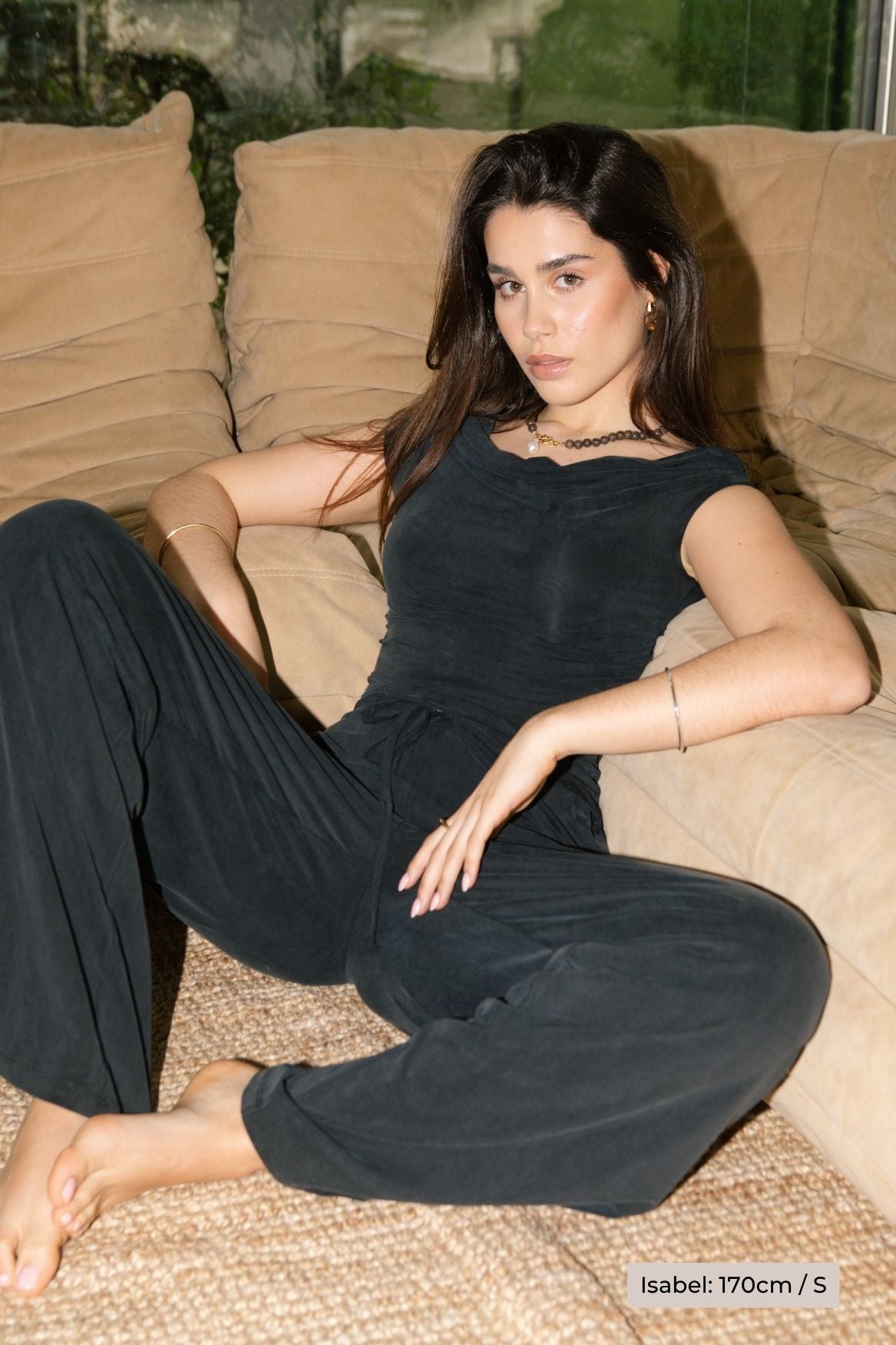 Draped Off - Shoulder Top Cupro - Faded Black - Narah Soleigh | Luxe Line