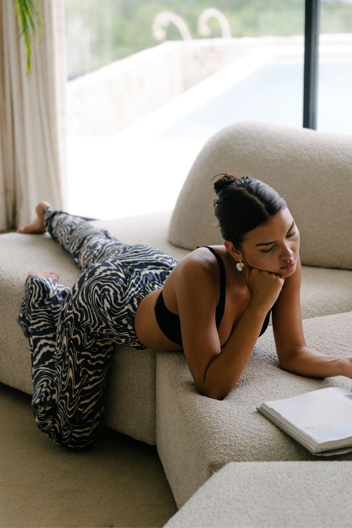 High - Waisted Wide Leg Pant Yasmin Ecovero - Tie Dye Blue - Narah Soleigh | Luxe Line