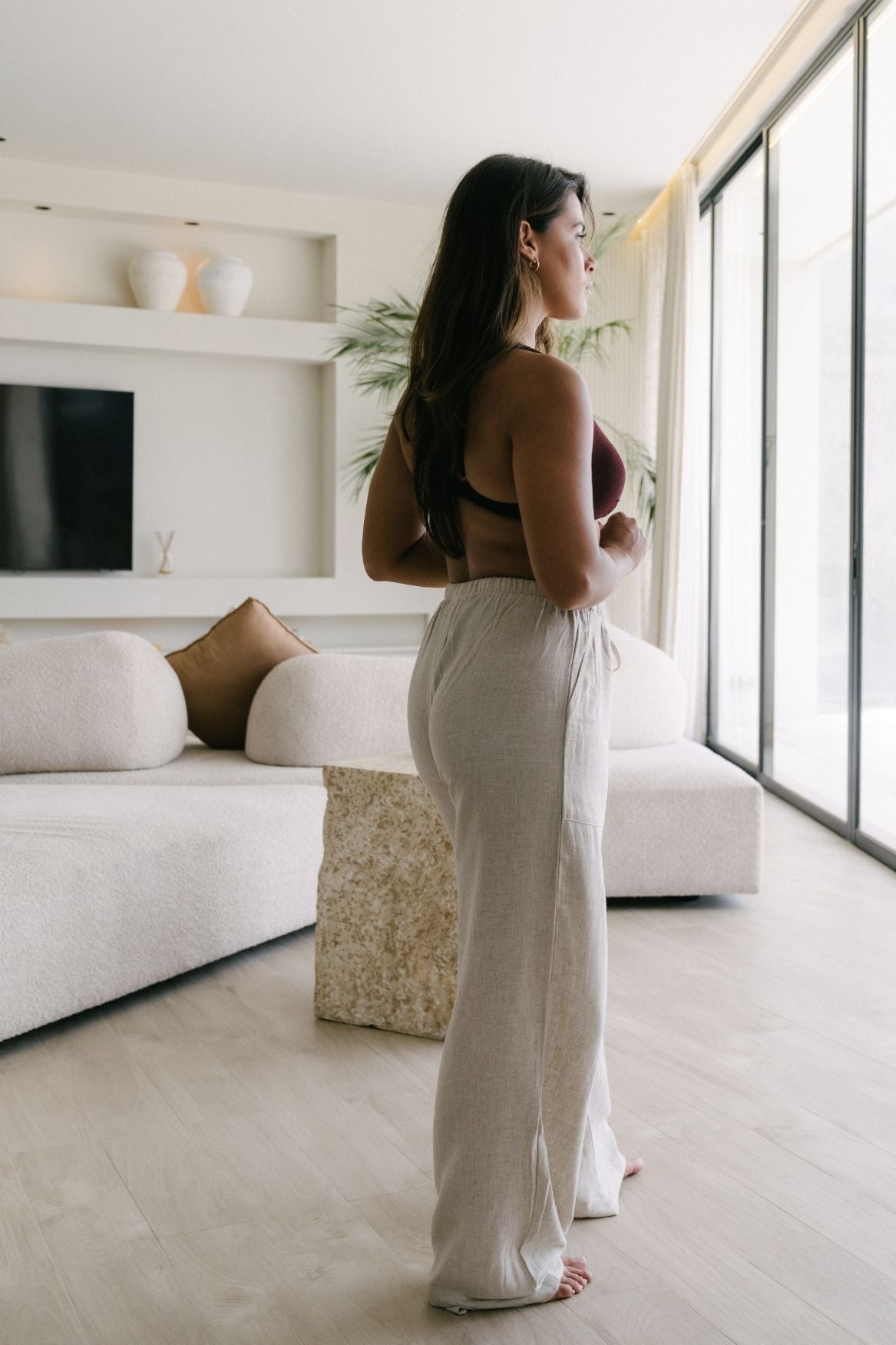 Linen Pant Selma - Ecru - Narah Soleigh | Luxe Line