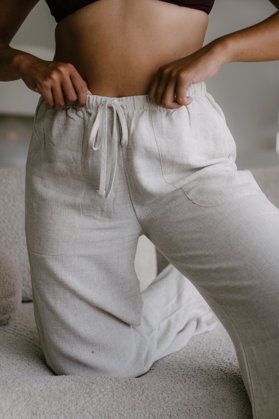 Linen Pant Selma - Ecru - Narah Soleigh | Luxe Line