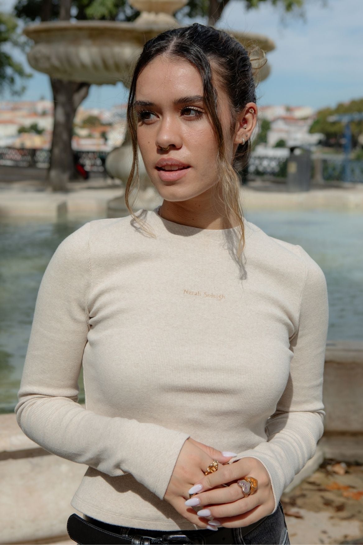 Longsleeve Lena Organic Cotton - Beige Melange - Narah Soleigh