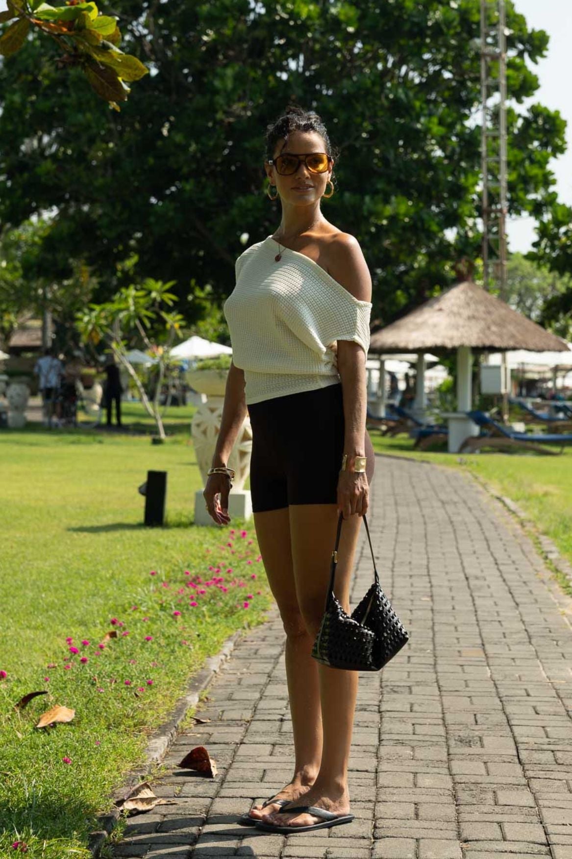 Off - Shoulder Waffle Top Lyocell - Off - White - Narah Soleigh