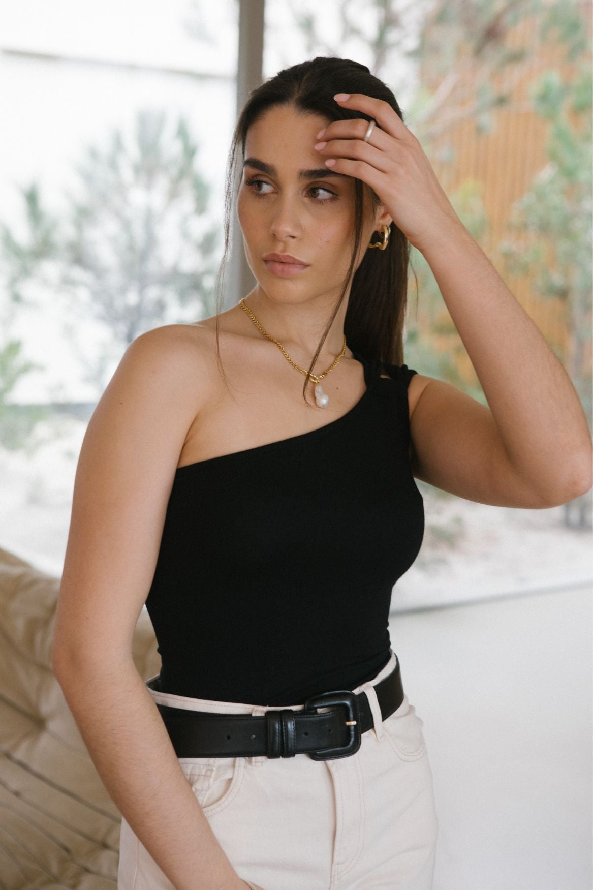 One - Shoulder Cutout Top Micro Modal - Black - Narah Soleigh | Luxe Line