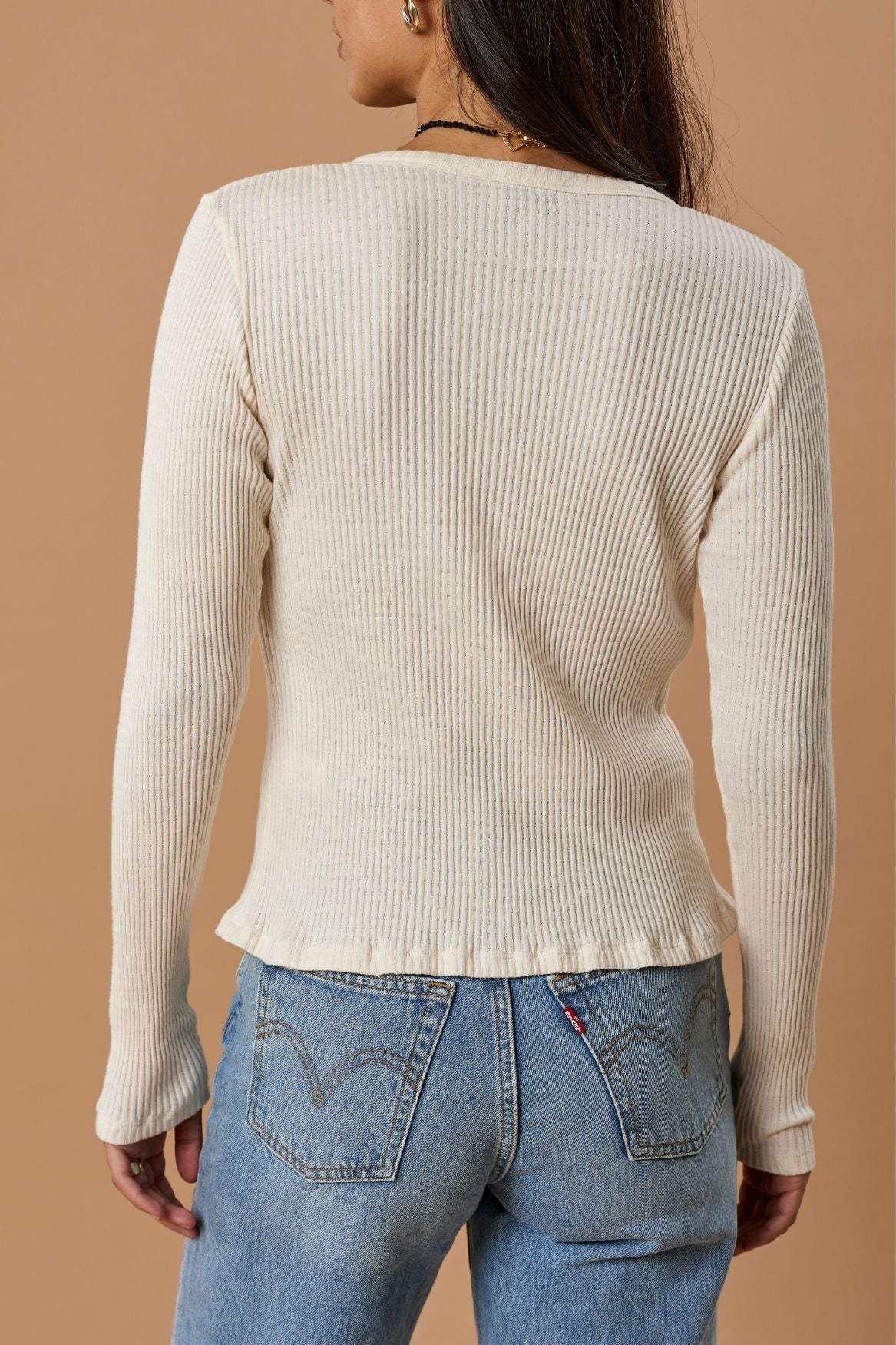 Ribbed Cardigan Organic Cotton - Off - White - Narah Soleigh