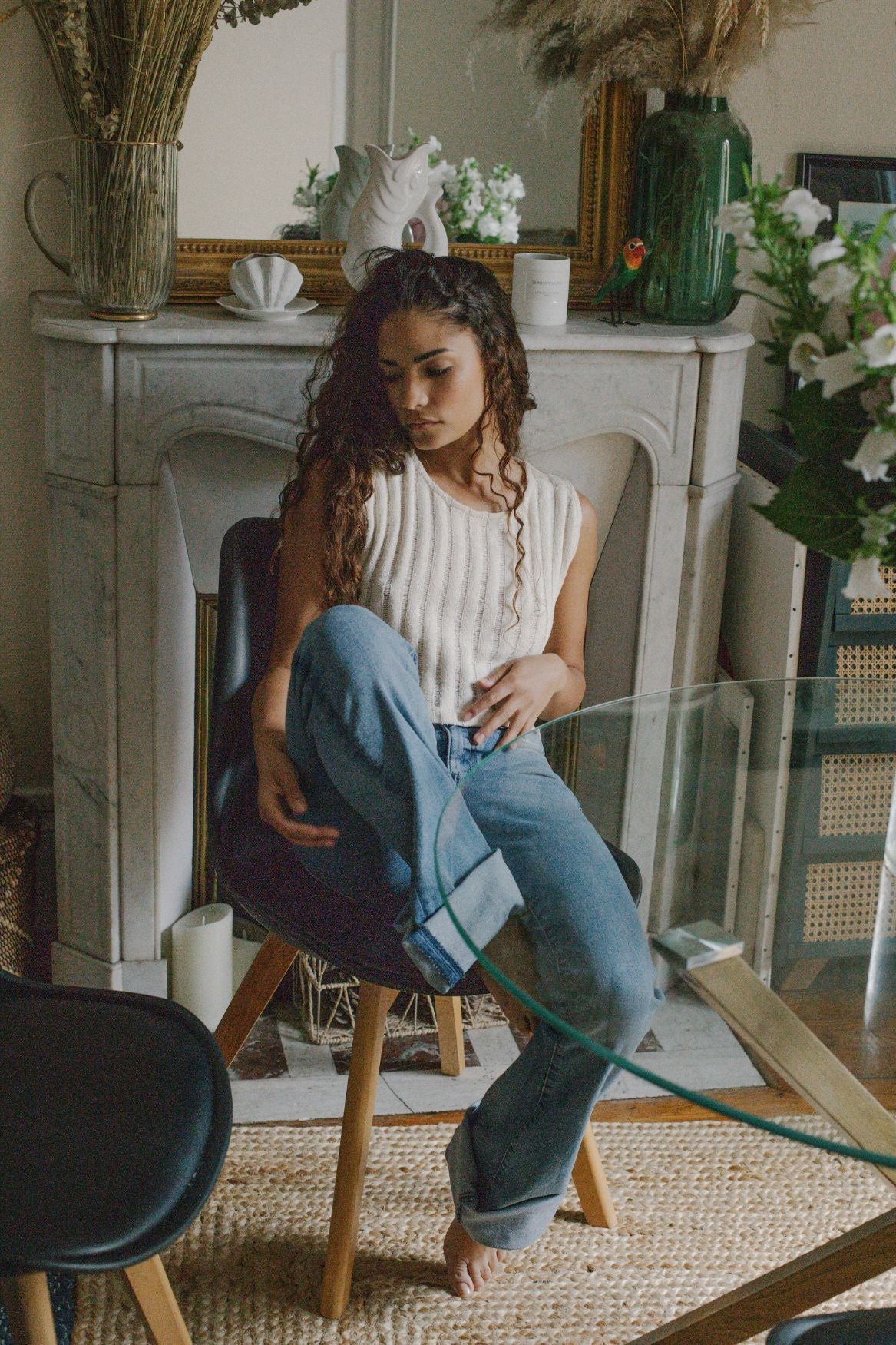 Side Tie Top Selene Organic Cotton - Ecru - Narah Soleigh