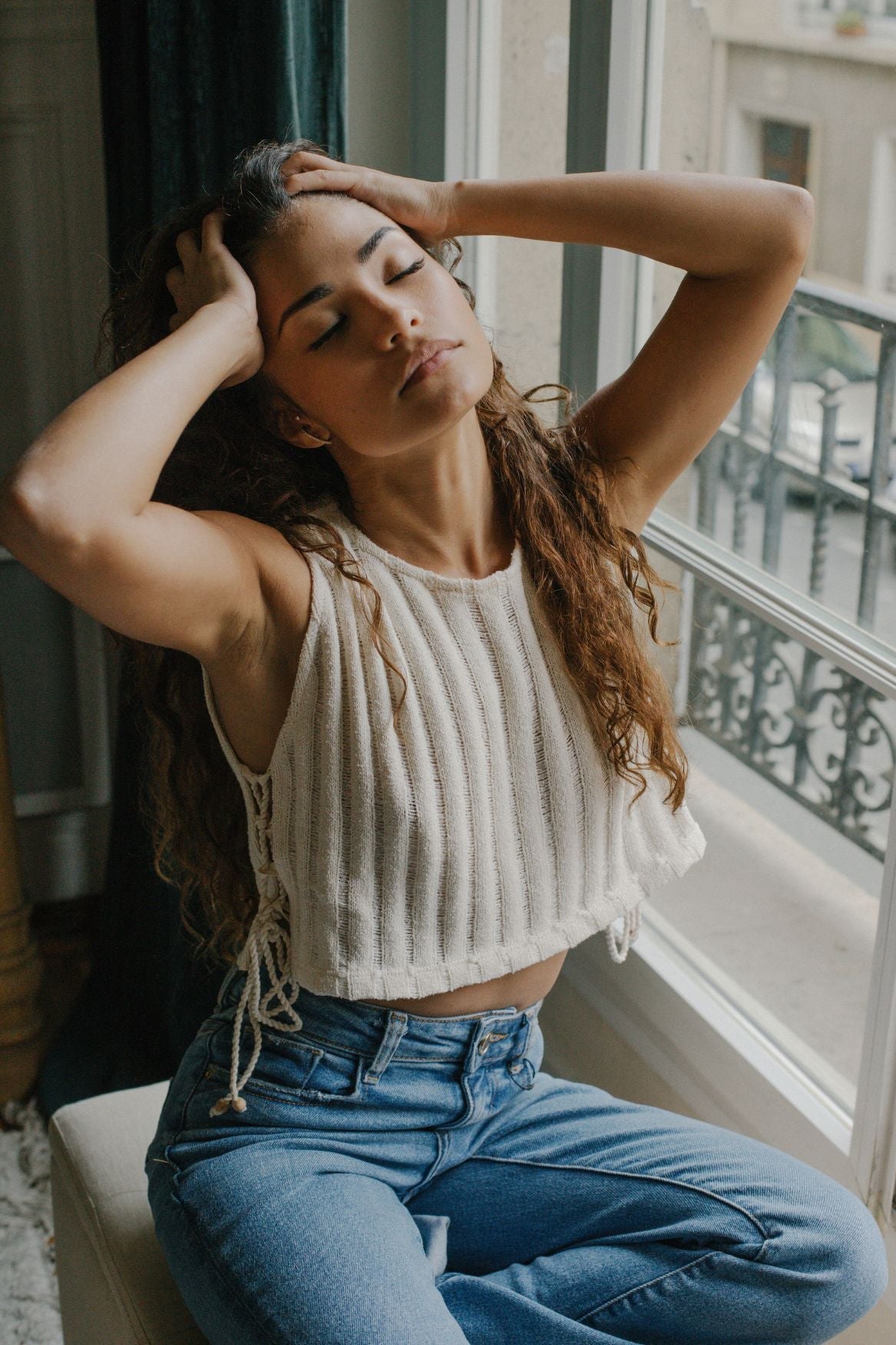 Side Tie Top Selene Organic Cotton - Ecru - Narah Soleigh