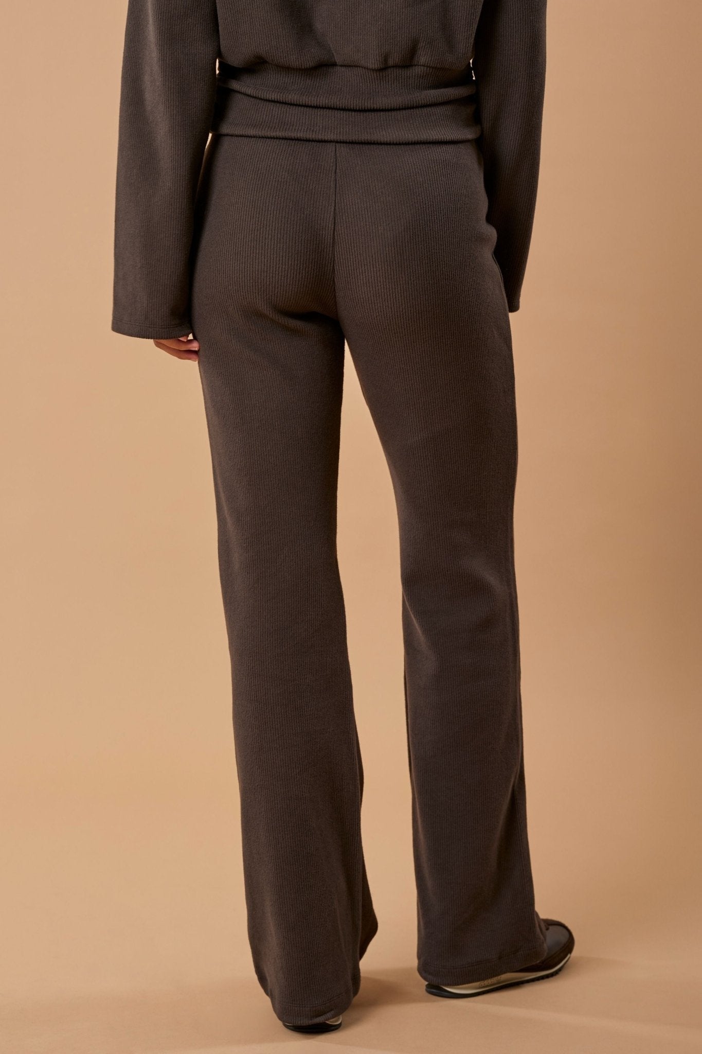 Straight Leg Pant Organic Cotton - Dark Brown Rib - Narah Soleigh