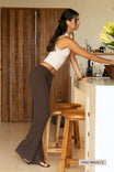 Straight Leg Waffle Pant Lyocell - Chocolate Brown - Narah Soleigh