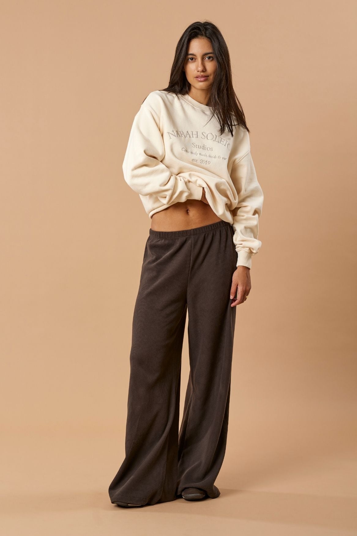 Studio Sweatshirt Organic Cotton - Off - White - Narah Soleigh | Luxe Line