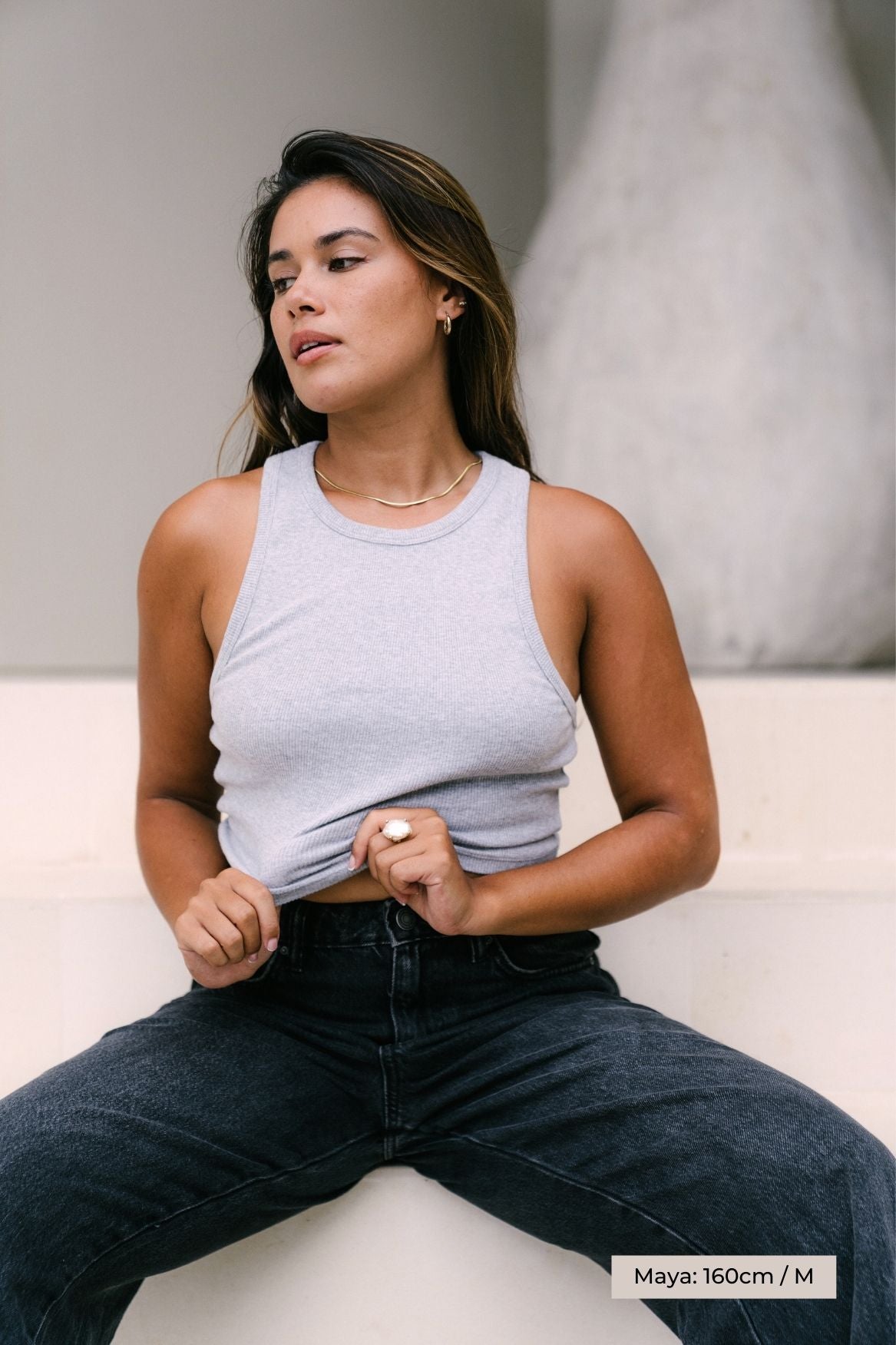 Tank Top Ines Organic Cotton - Grey Melange - Narah Soleigh