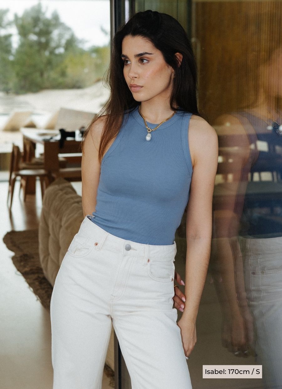 Tank Top Leah Organic Cotton - Baby Blue - Narah Soleigh