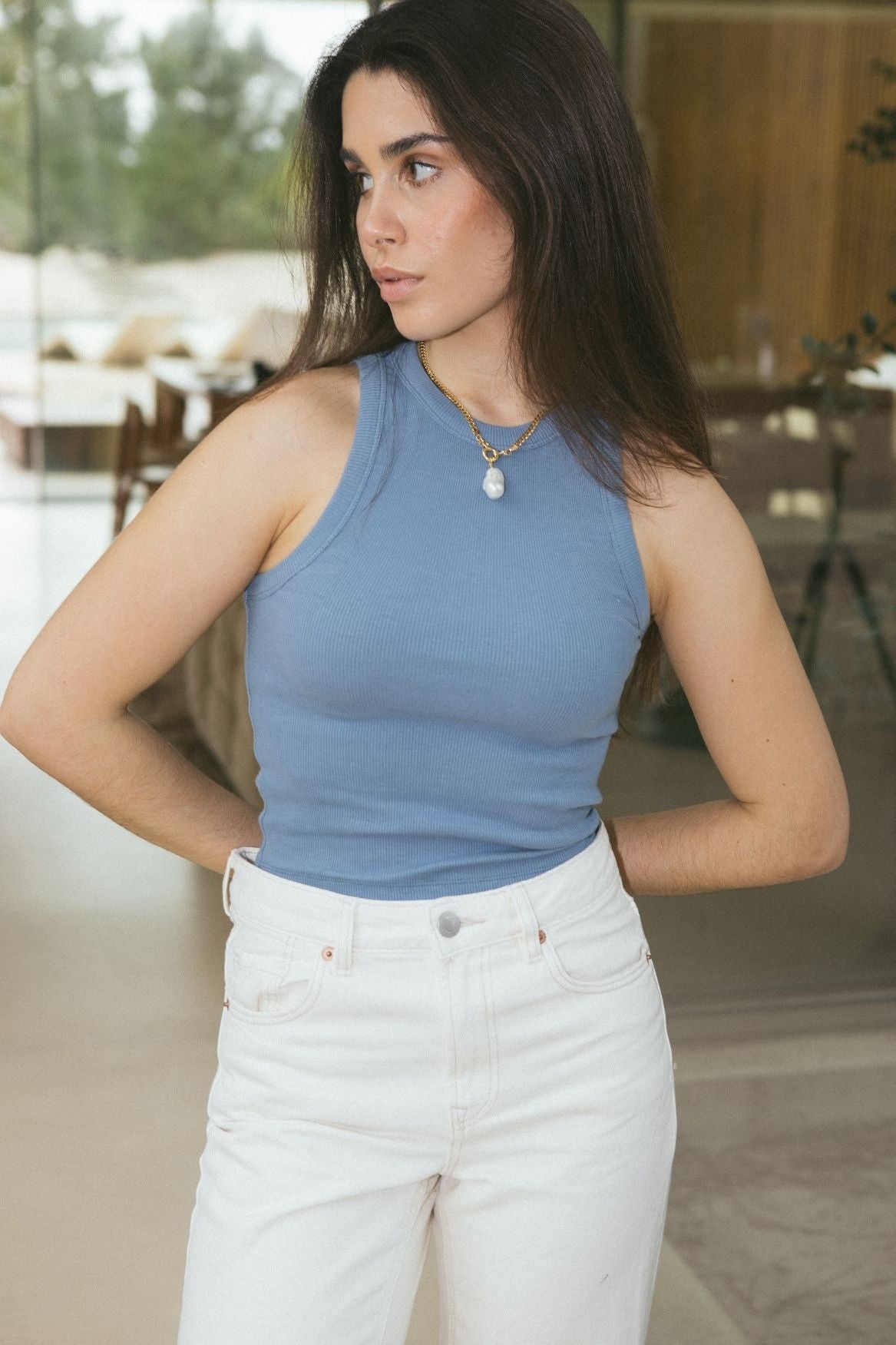 Tank Top Leah Organic Cotton - Baby Blue - Narah Soleigh