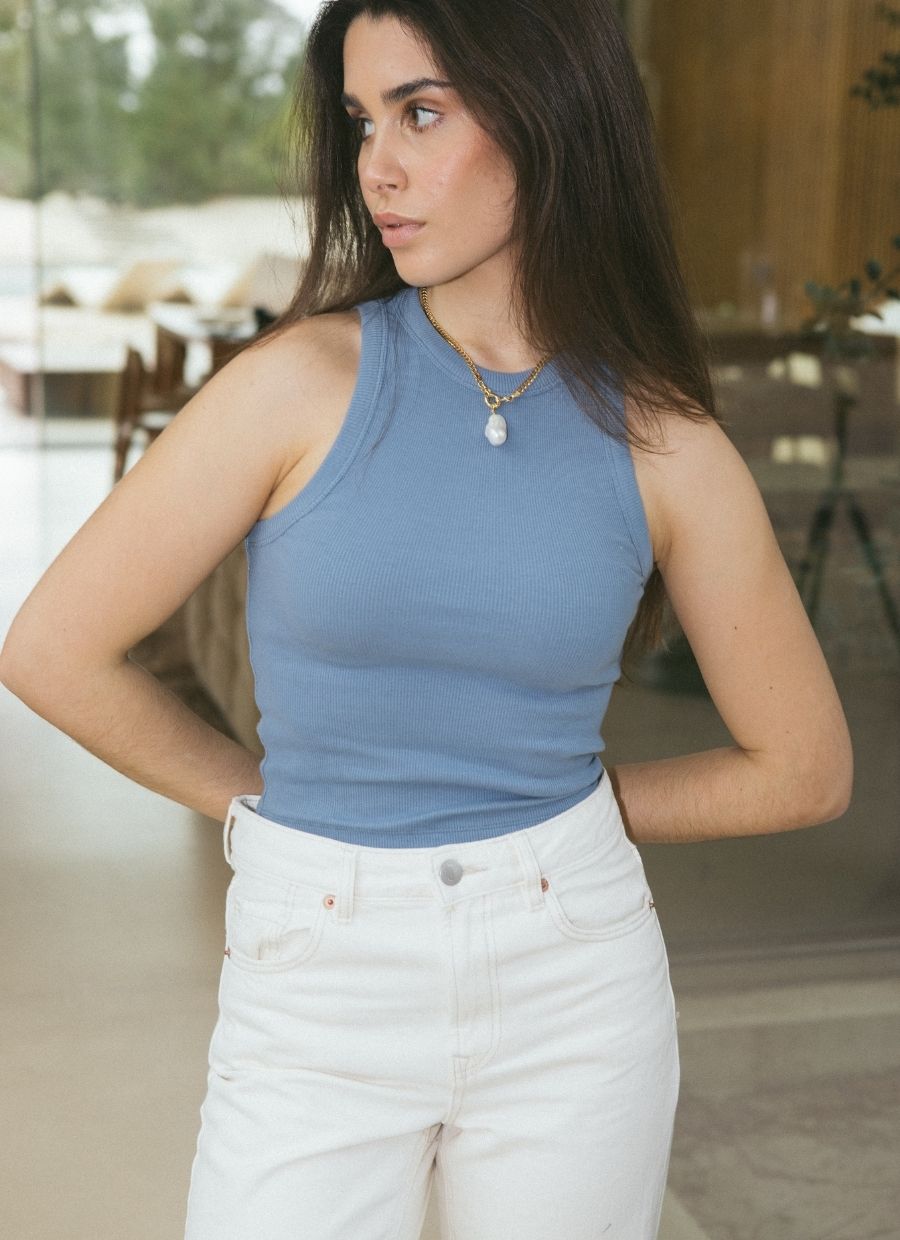 Tank Top Leah Organic Cotton - Baby Blue - Narah Soleigh