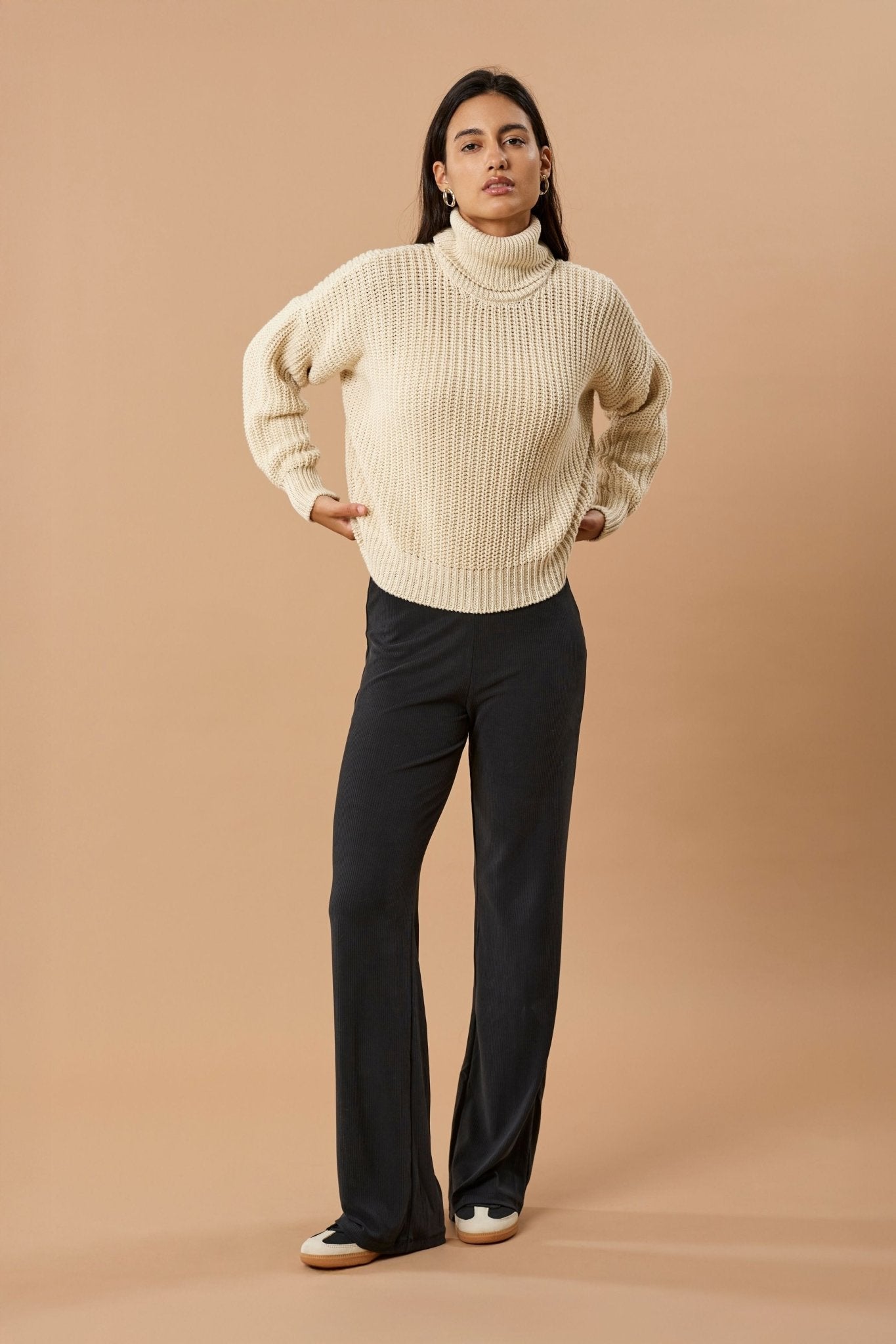 Turtleneck Knit Sweater Penelope Organic Cotton - Ivory - Narah Soleigh
