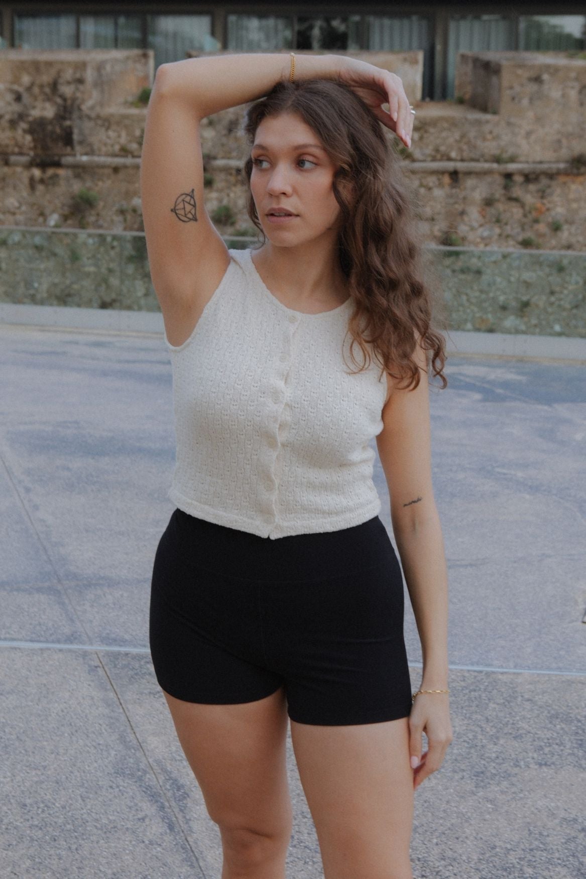 Two - Way Buttoned Knit Top Organic Cotton - Ecru - Narah Soleigh