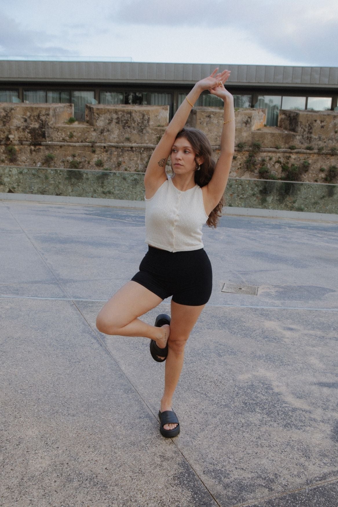 Two - Way Buttoned Knit Top Organic Cotton - Ecru - Narah Soleigh