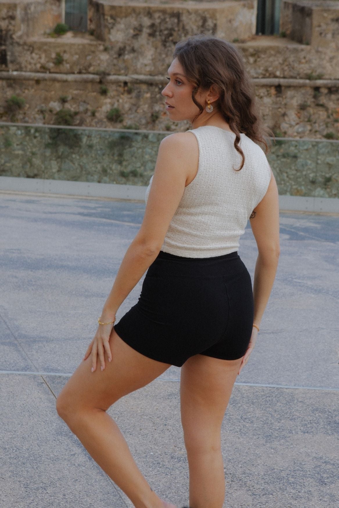 Two - Way Buttoned Knit Top Organic Cotton - Ecru - Narah Soleigh