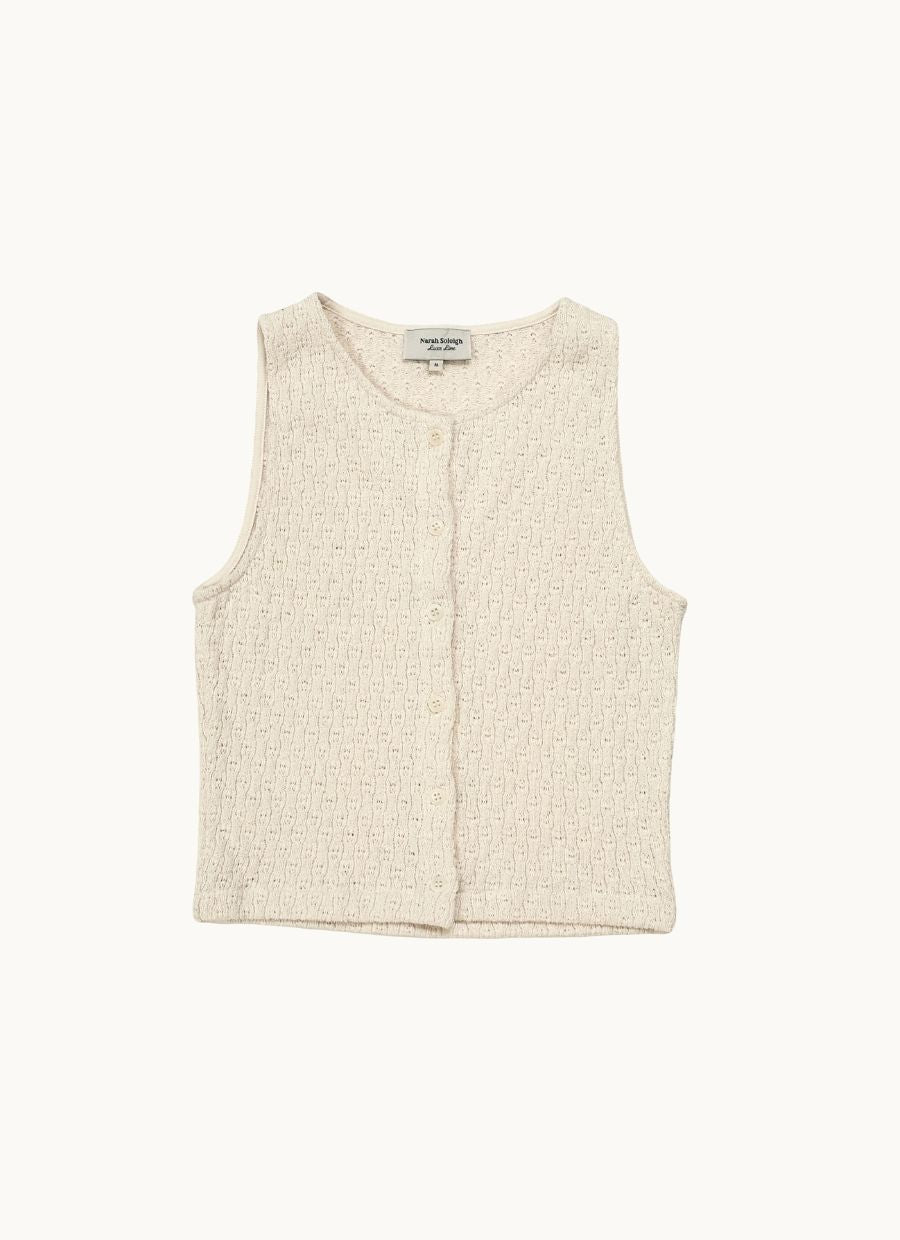 Two - Way Buttoned Knit Top Organic Cotton - Ecru - Narah Soleigh