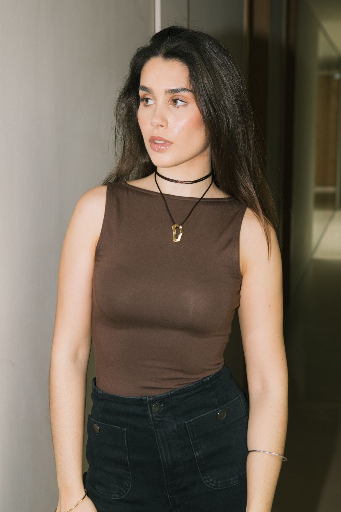 Two - Way Tank Top Micro Modal - Chocolate Brown - Narah Soleigh | Luxe Line