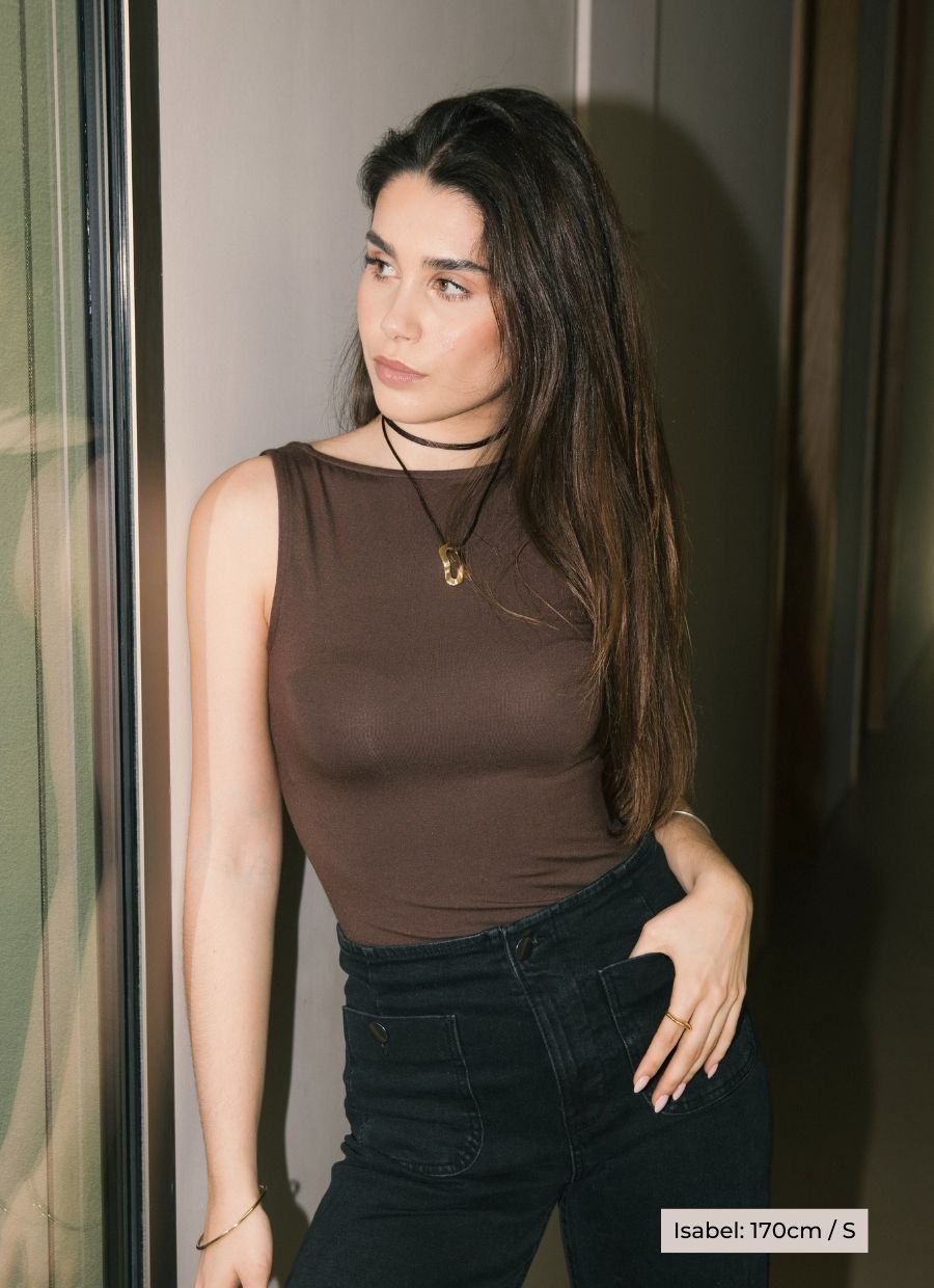 Two - Way Tank Top Micro Modal - Chocolate Brown - Narah Soleigh | Luxe Line