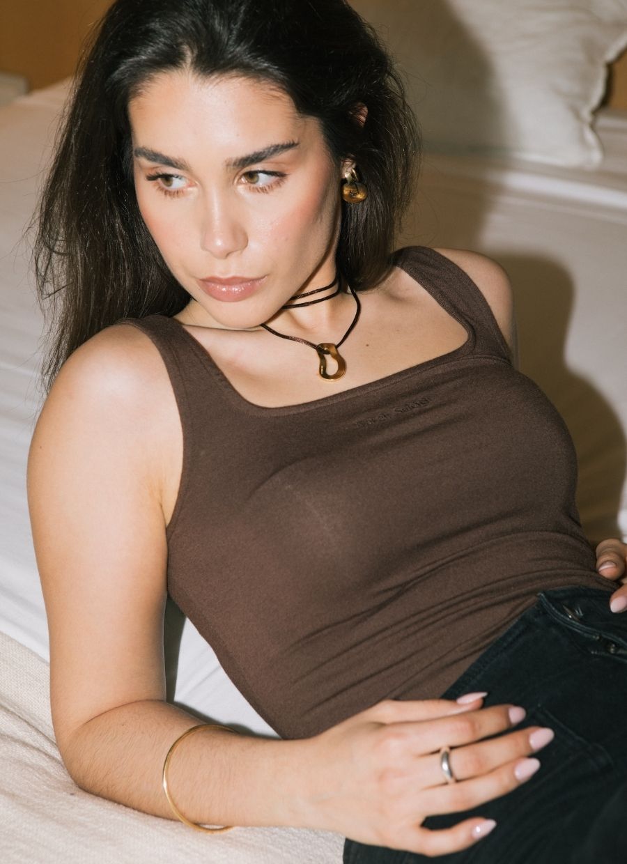 Two - Way Tank Top Micro Modal - Chocolate Brown - Narah Soleigh | Luxe Line