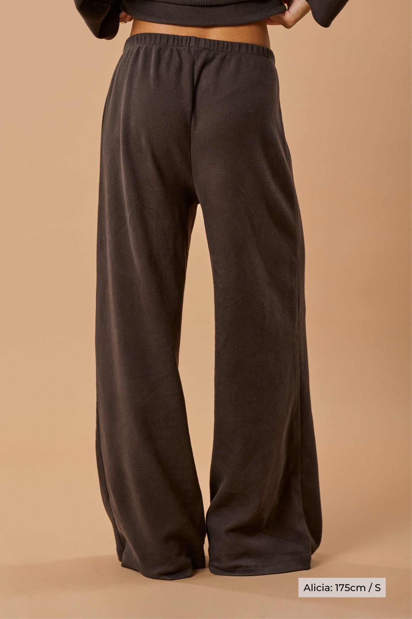 Wide Leg Pant Organic Cotton - Chocolate Brown Rib - Narah Soleigh