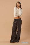 Wide Leg Pant Organic Cotton - Dark Brown Rib - Narah Soleigh