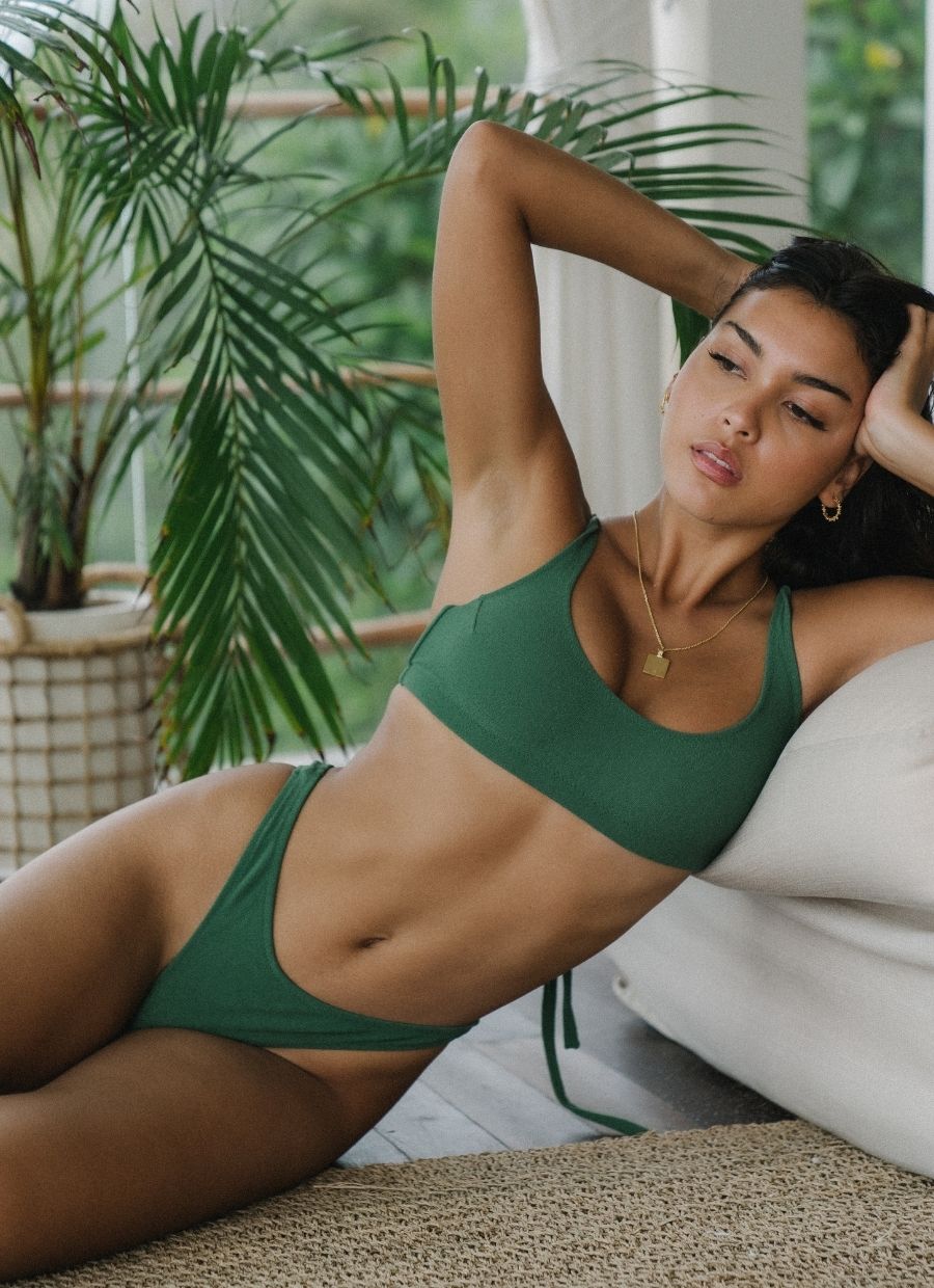 Jade Bikini Top - Emerald Green Terry - Narah Soleigh