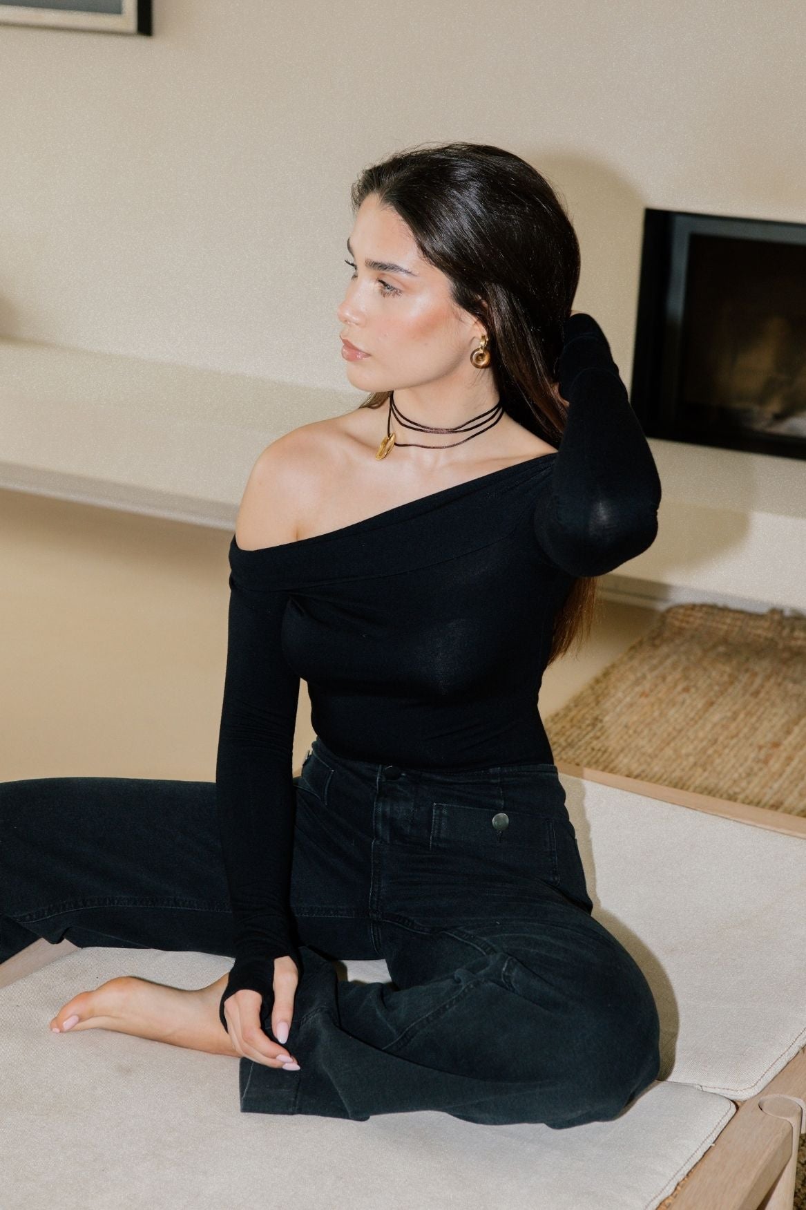 Asymmetrical Longsleeve Micro Modal – Black - Narah Soleigh | Luxe Line