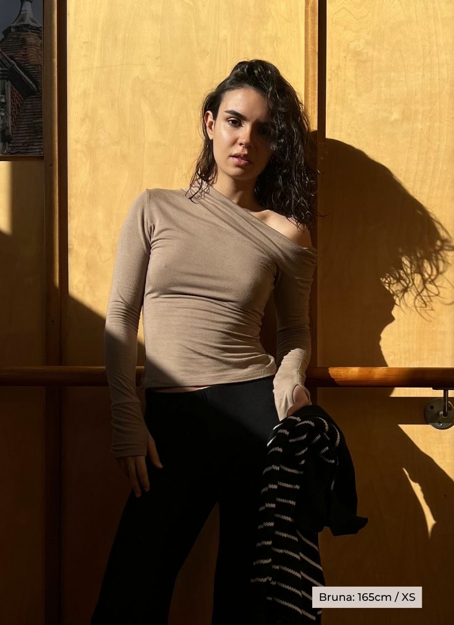 Asymmetrical Longsleeve Micro Modal – Taupe Brown - Narah Soleigh | Luxe Line