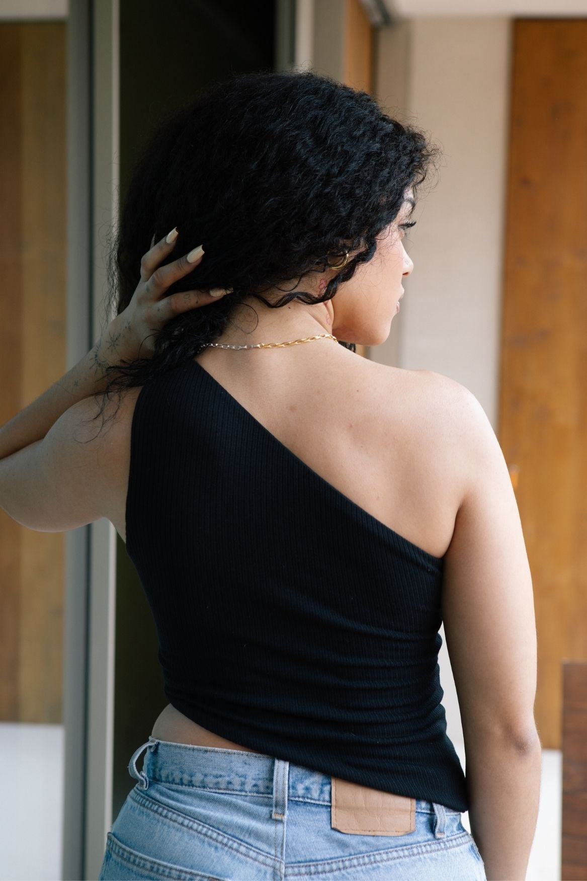Asymmetrical One-Shoulder Top Modal - Black - Narah Soleigh
