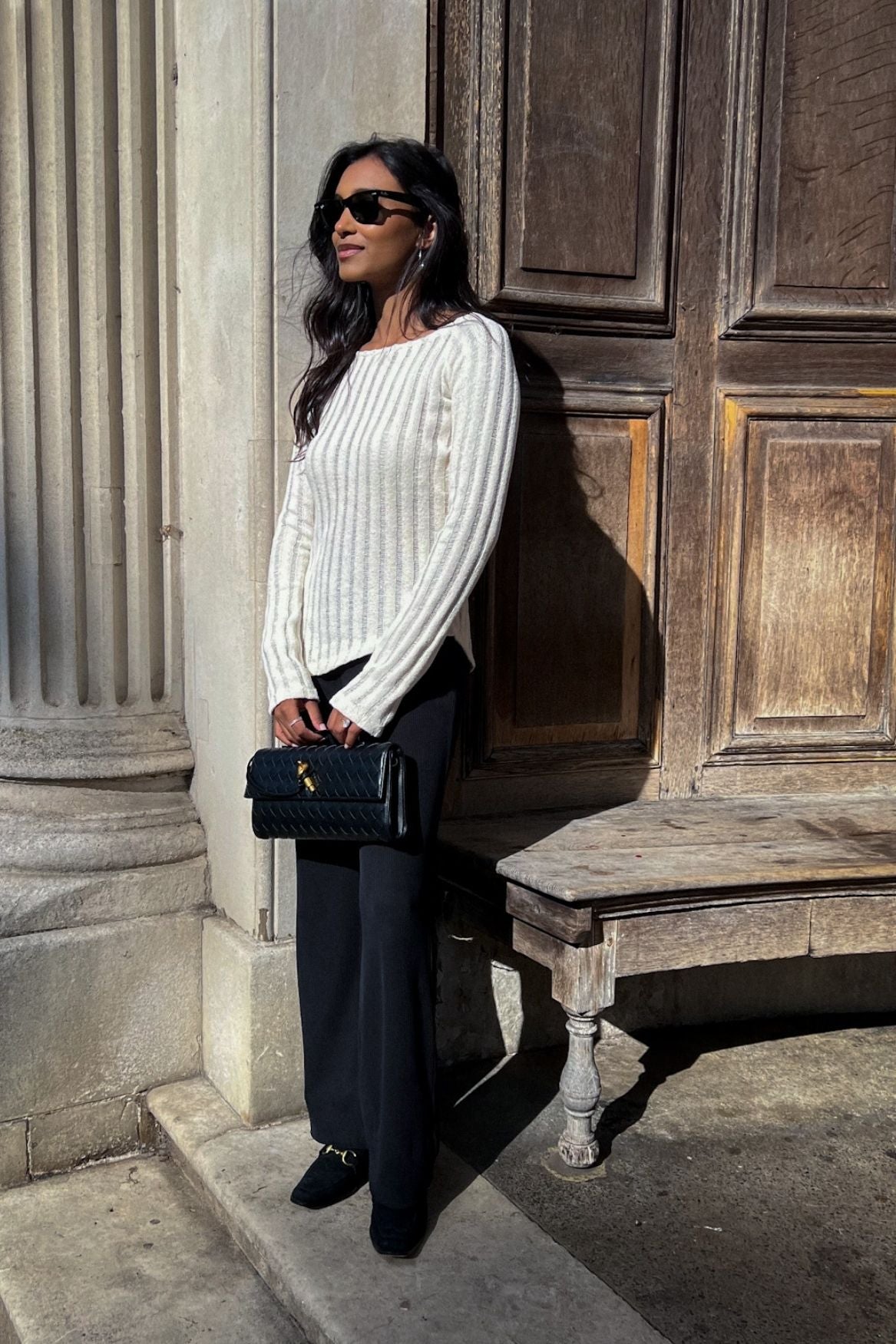 Asymmetrical Ribbed Longsleeve Organic Cotton - Ecru - Narah Soleigh | Luxe Line