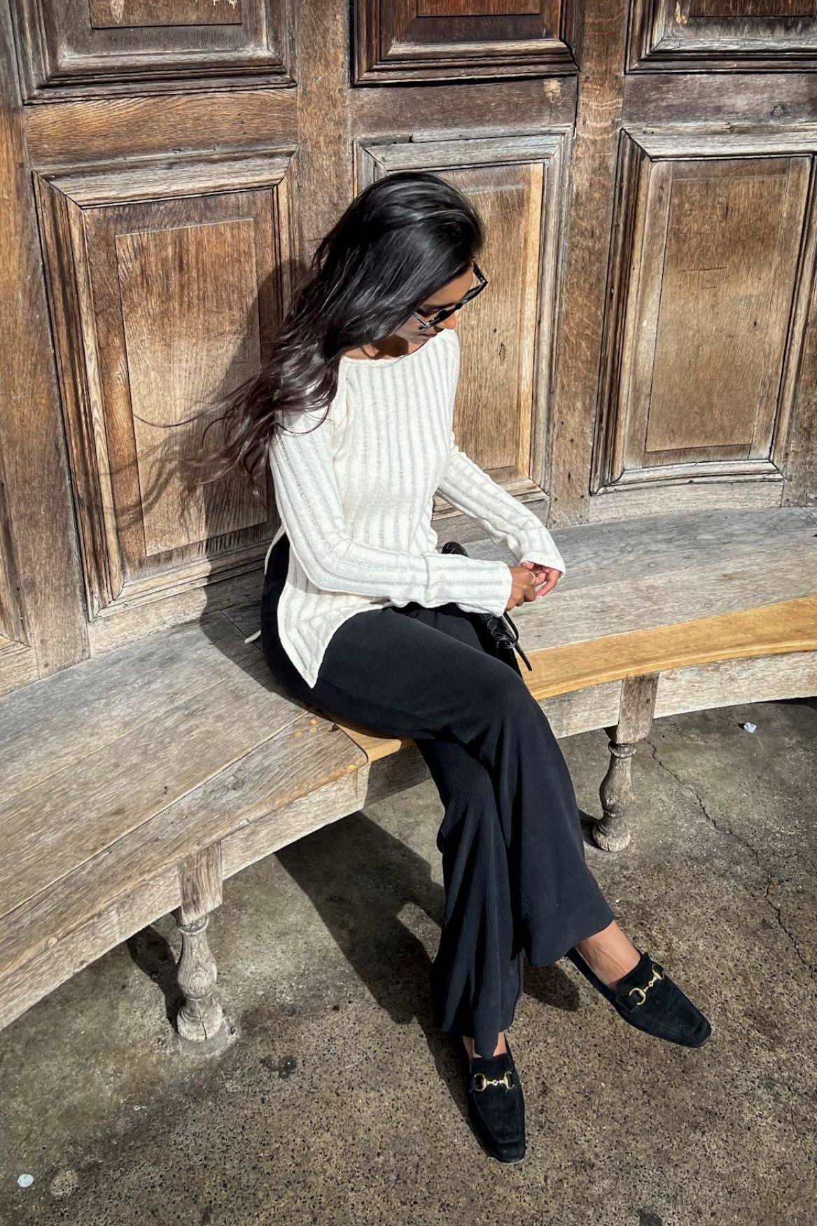 Asymmetrical Ribbed Longsleeve Organic Cotton - Ecru - Narah Soleigh | Luxe Line