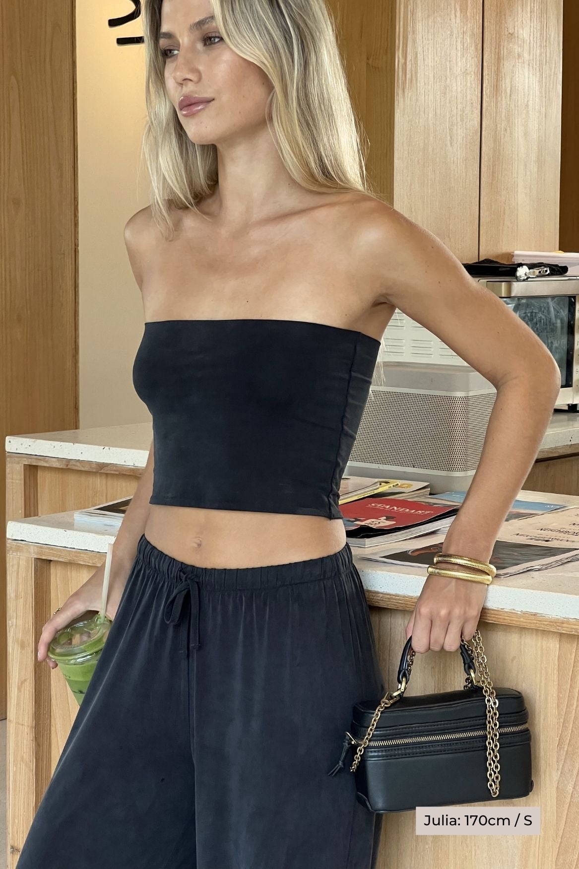 Bandeau Tube Top Cupro - Faded Black - Narah Soleigh | Luxe Line