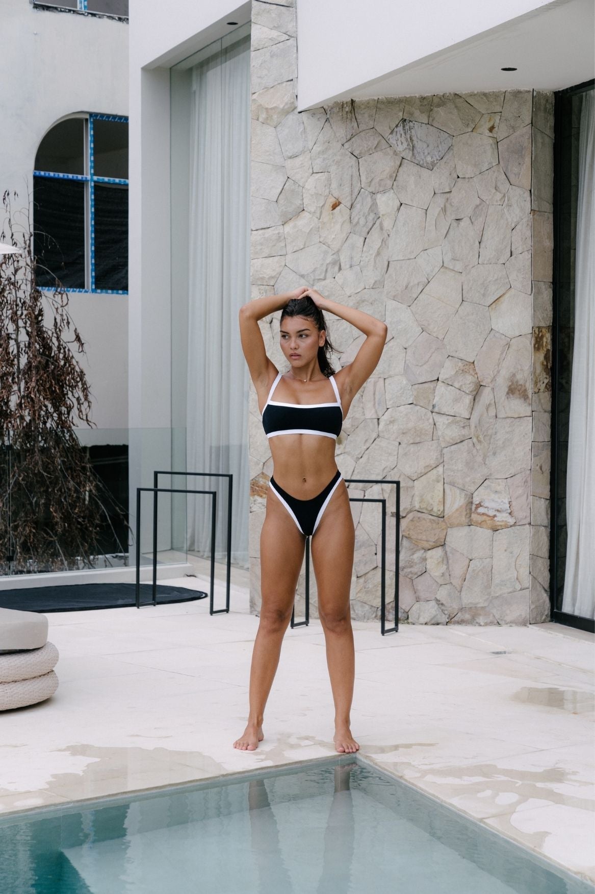 Bikini Top Evelyn - Black & White Terry - Narah Soleigh | Luxe Line