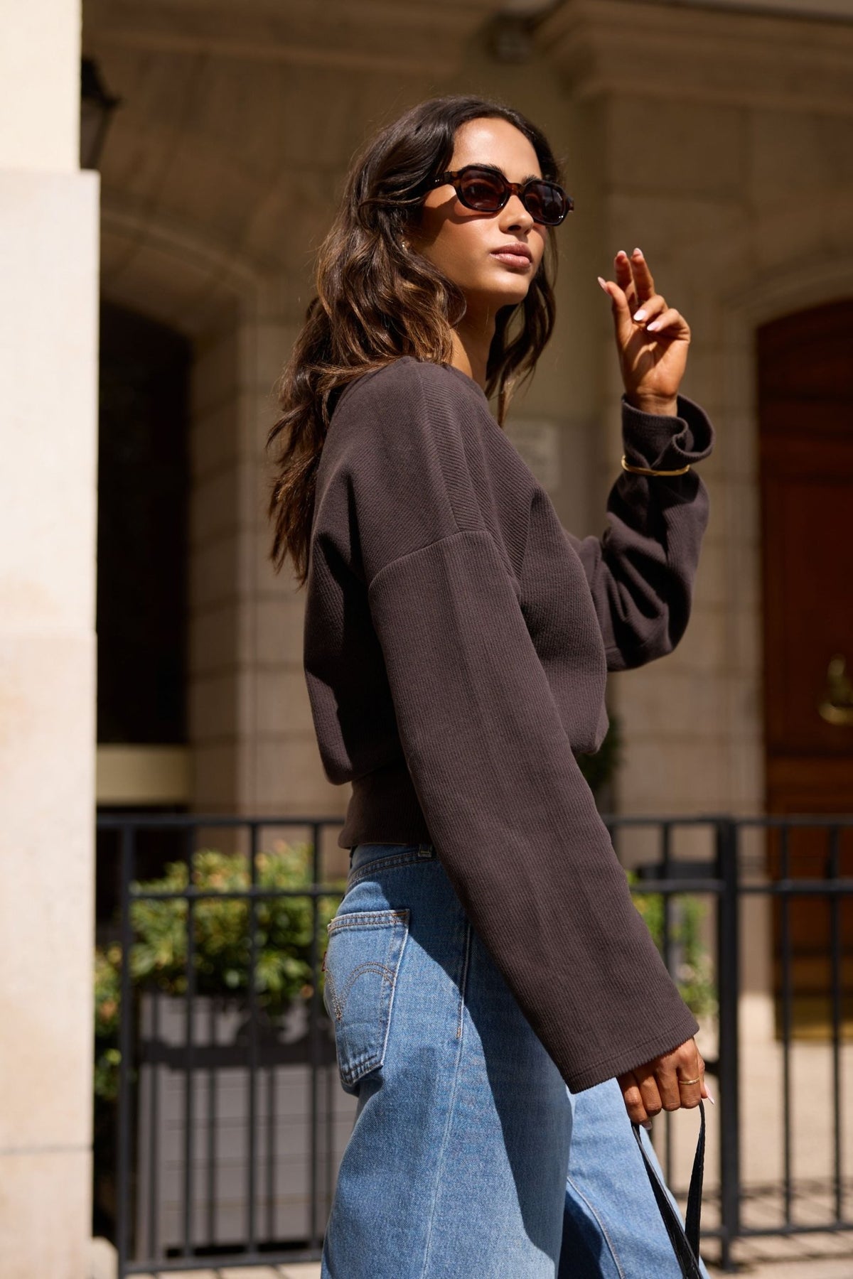 Boatneck Sweater Organic Cotton - Chocolate Brown Rib - Narah Soleigh
