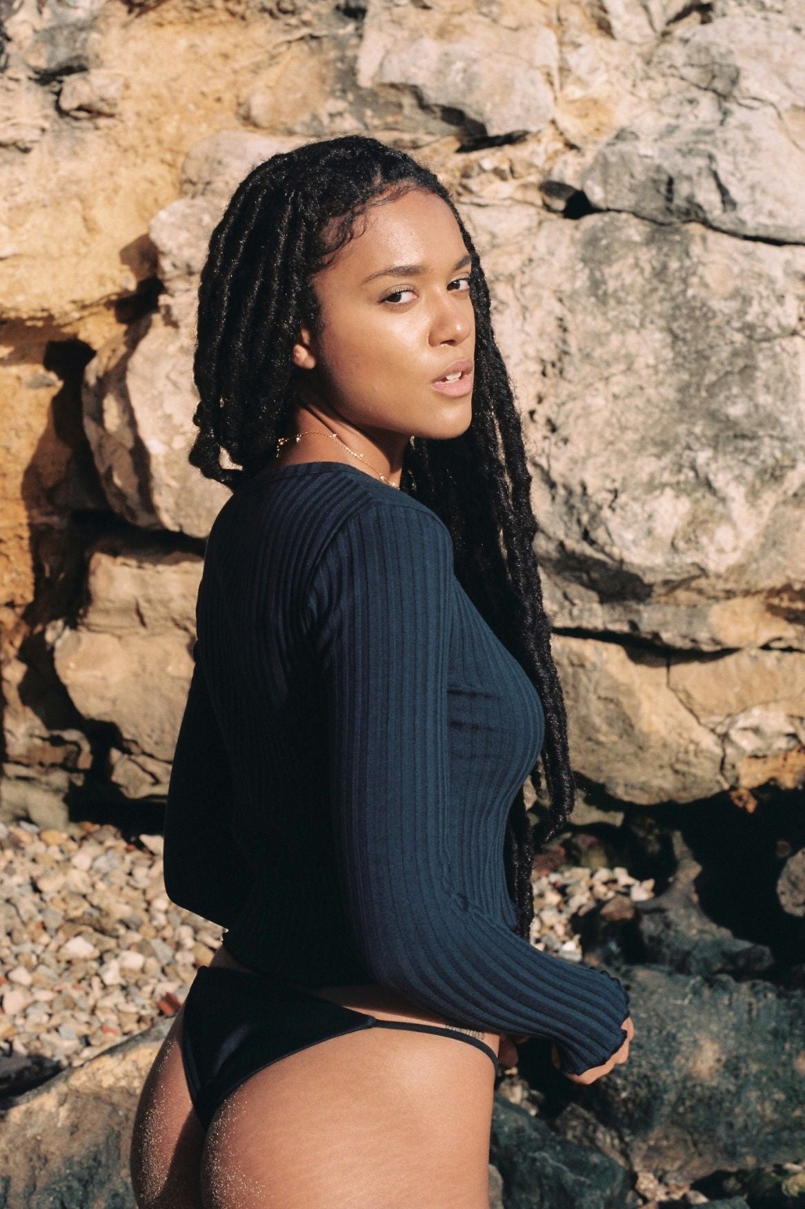 Buttoned Longsleeve Sofia Organic Cotton - Dark Blue - Narah Soleigh