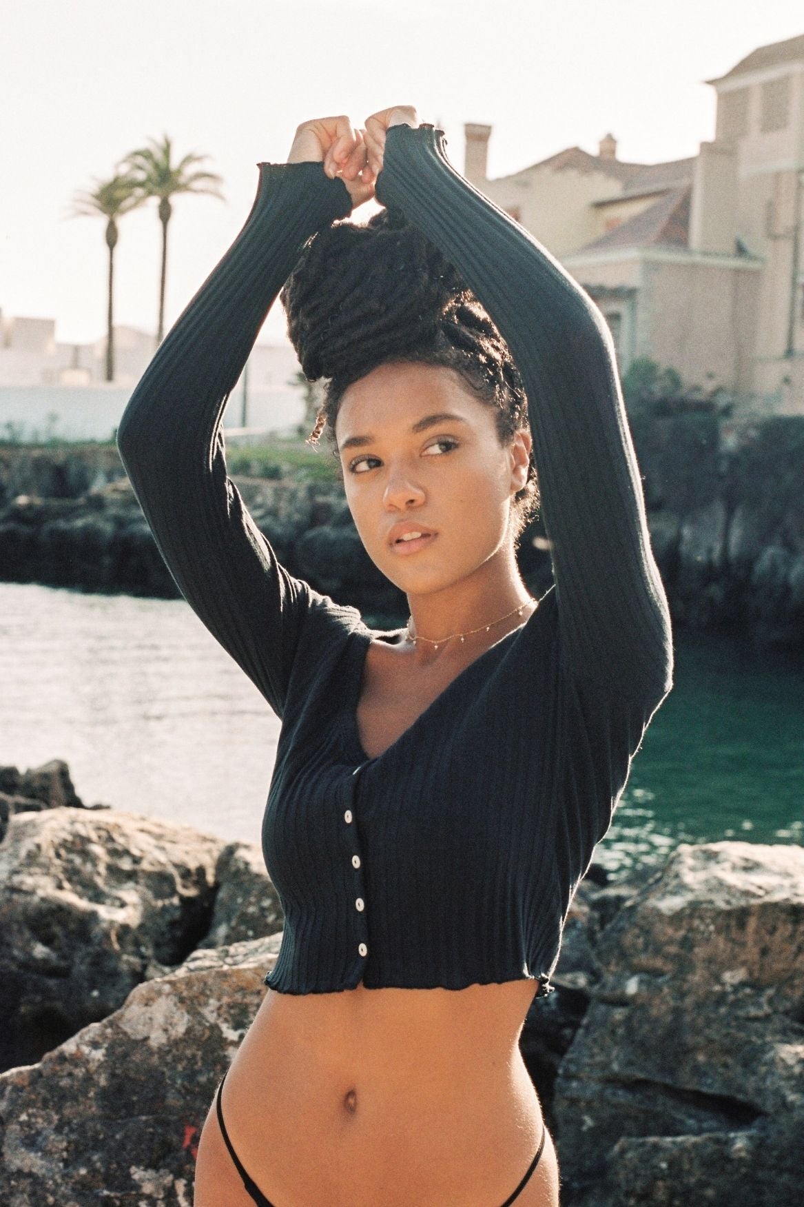 Buttoned Longsleeve Sofia Organic Cotton - Dark Blue - Narah Soleigh