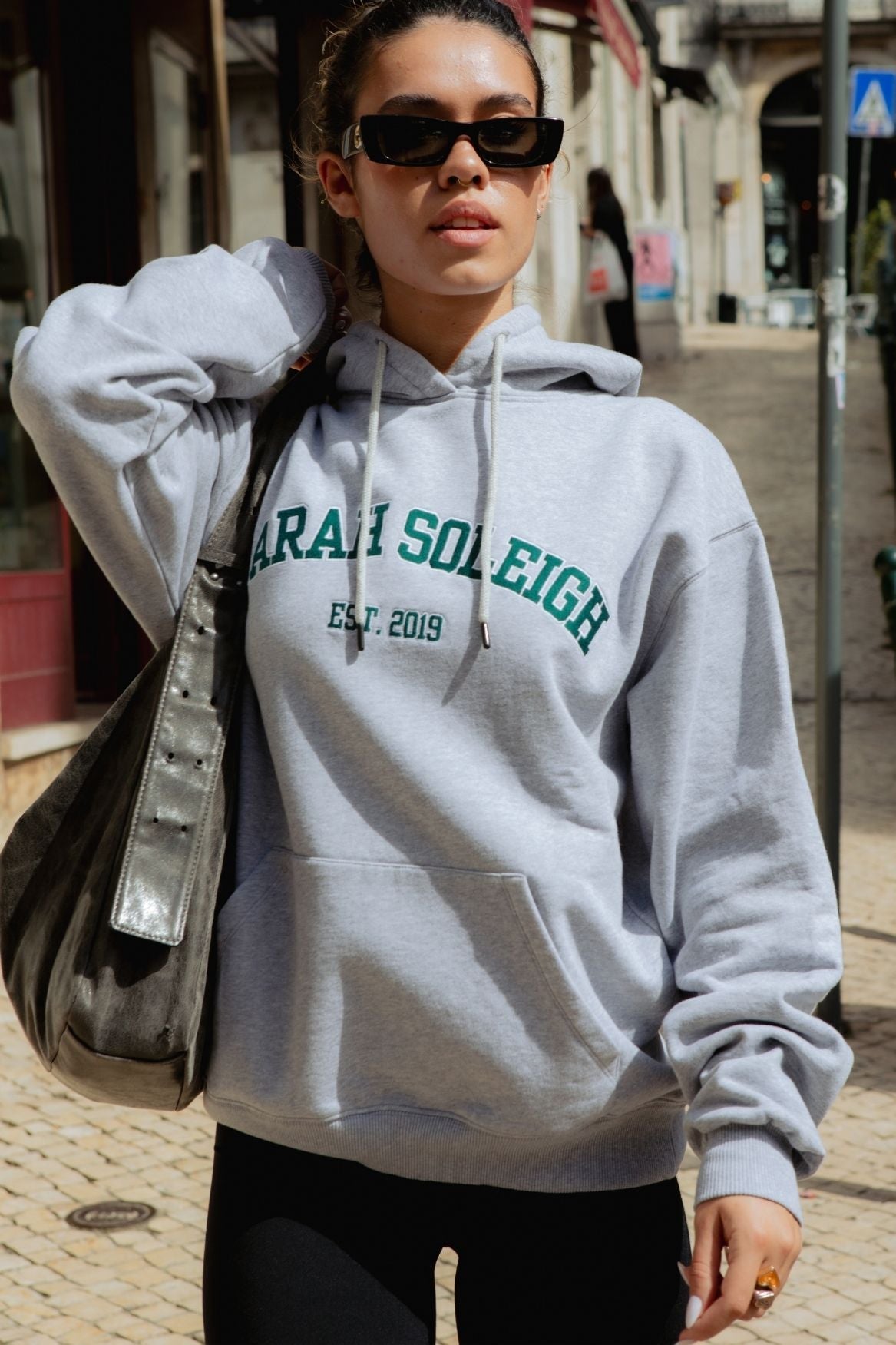 College Hoodie Organic Cotton - Grey Melange - Narah Soleigh